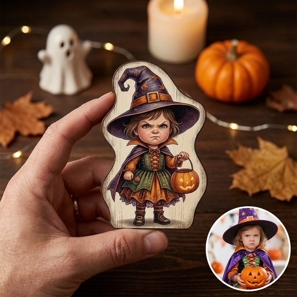 Personalized Halloween Wooden Ornaments of People and Pets
