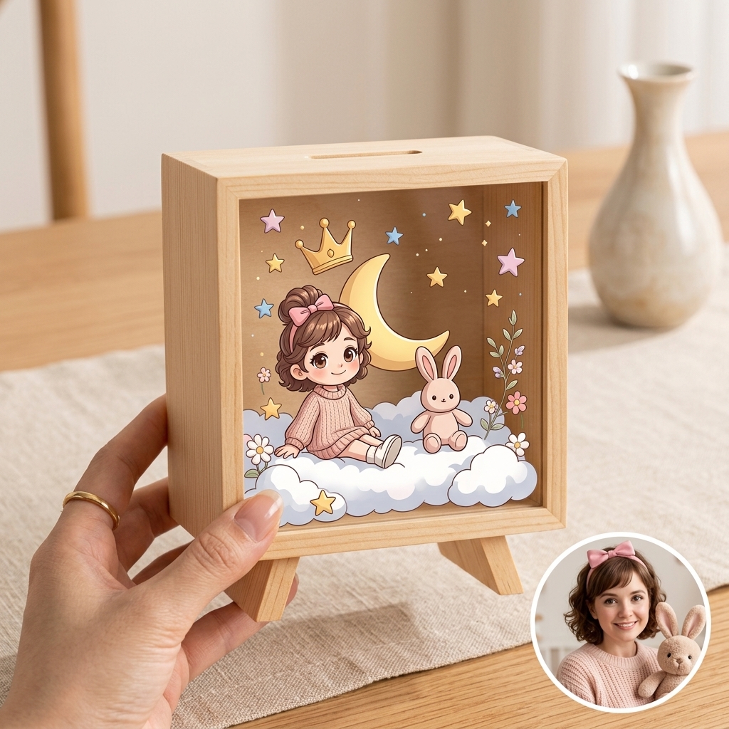 Personalized Wooden Piggy Bank, Acrylic Bank