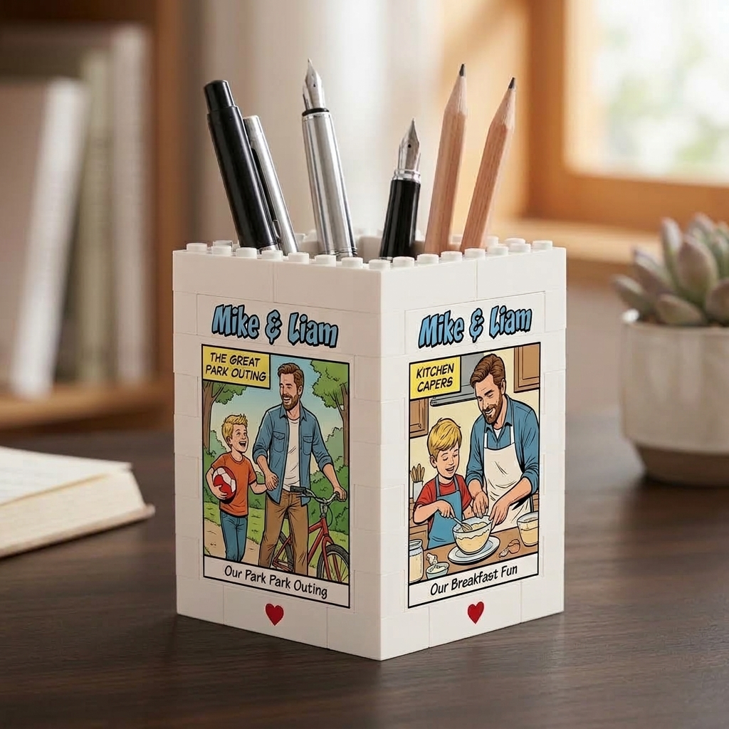 Personalized Building Block Puzzle Pen Holder