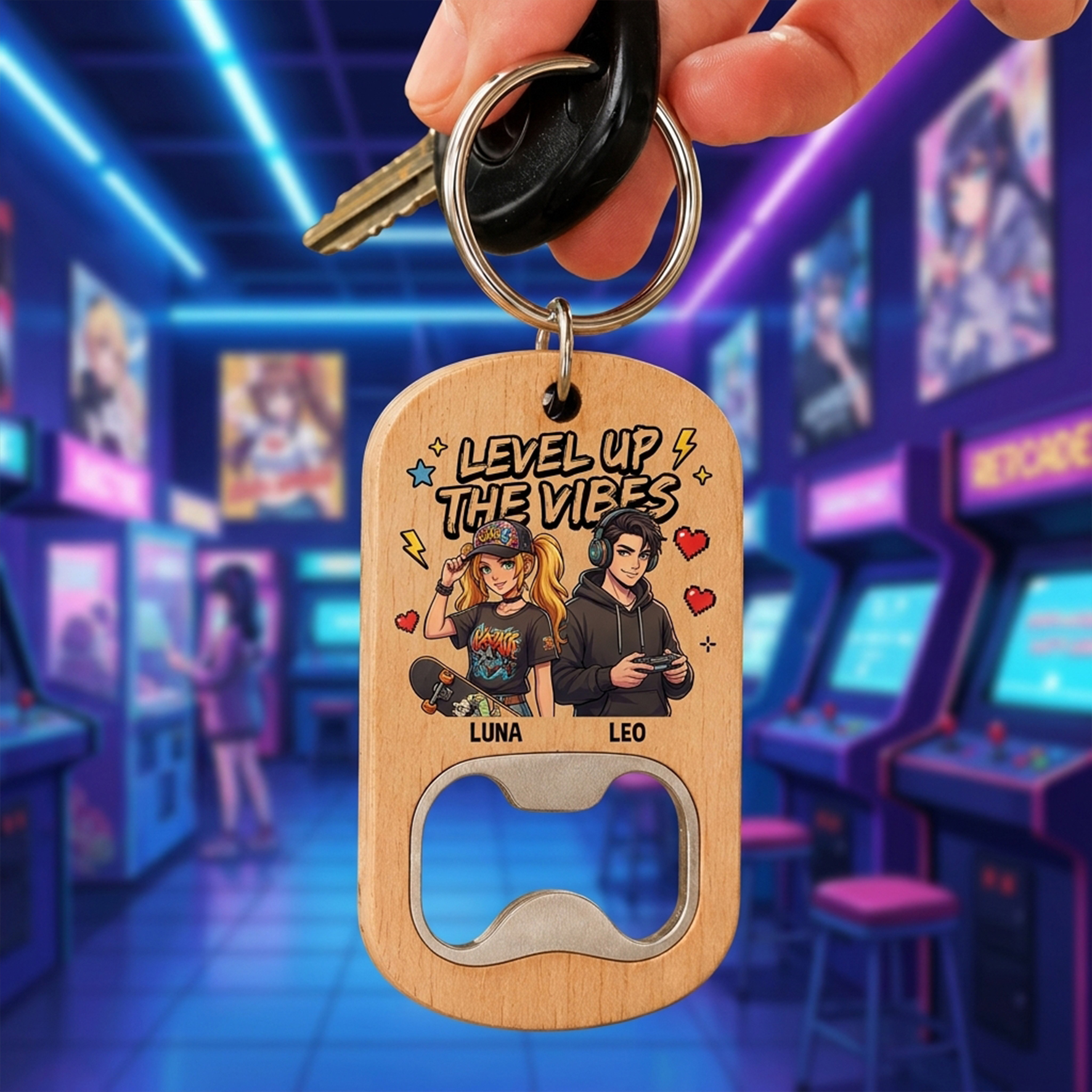 Personalized Wooden Bottle Opener Keychain