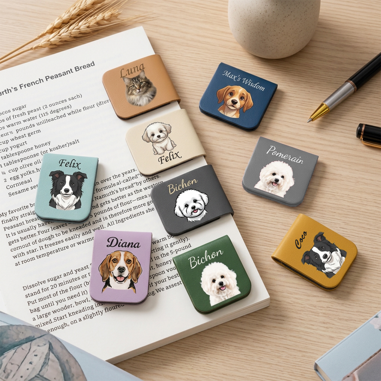 Personalized Pet Leather Bookmark Clip with Name