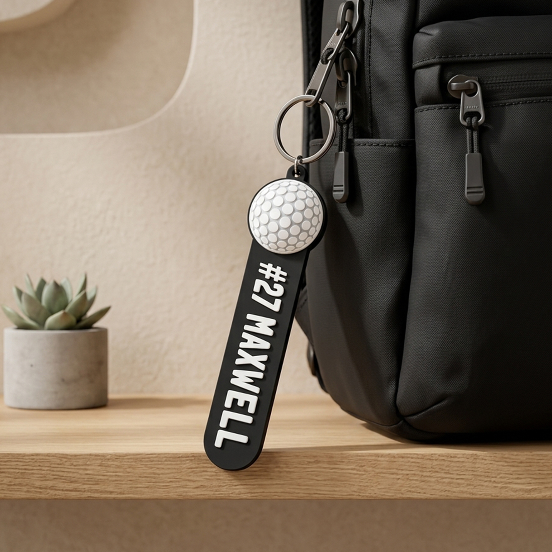 Personalized Sports Ball Name Number Tag Keychain ID