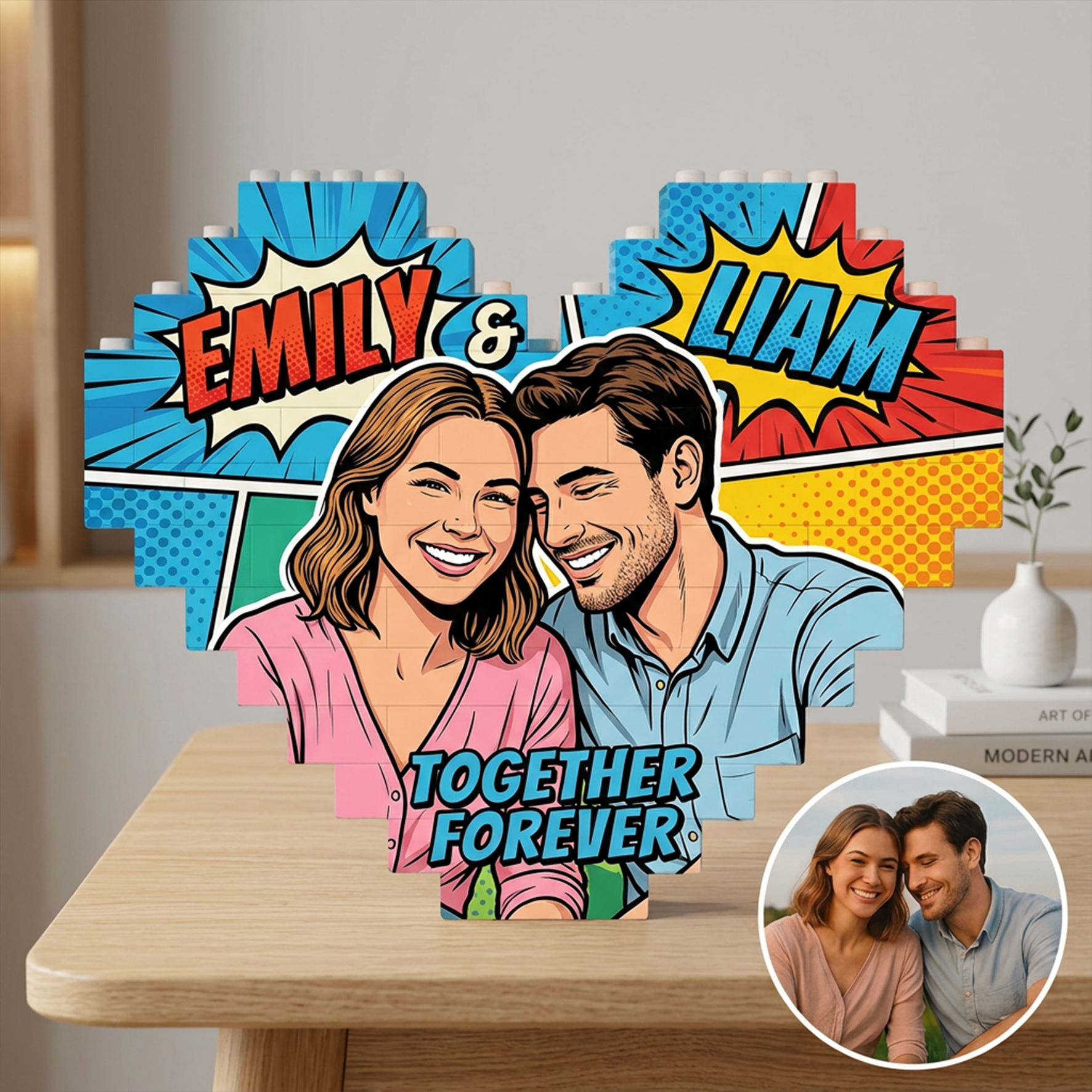 Personalized Building Block, Heart Shaped Brick Puzzle Ornaments