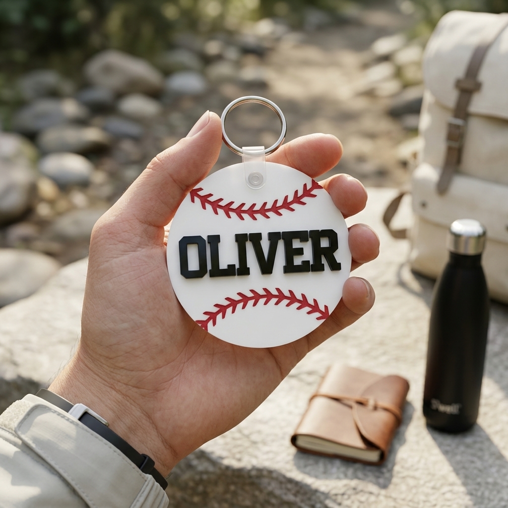 Custom Baseball Bag Name Tag, Baseball with Name Keychain  Gift