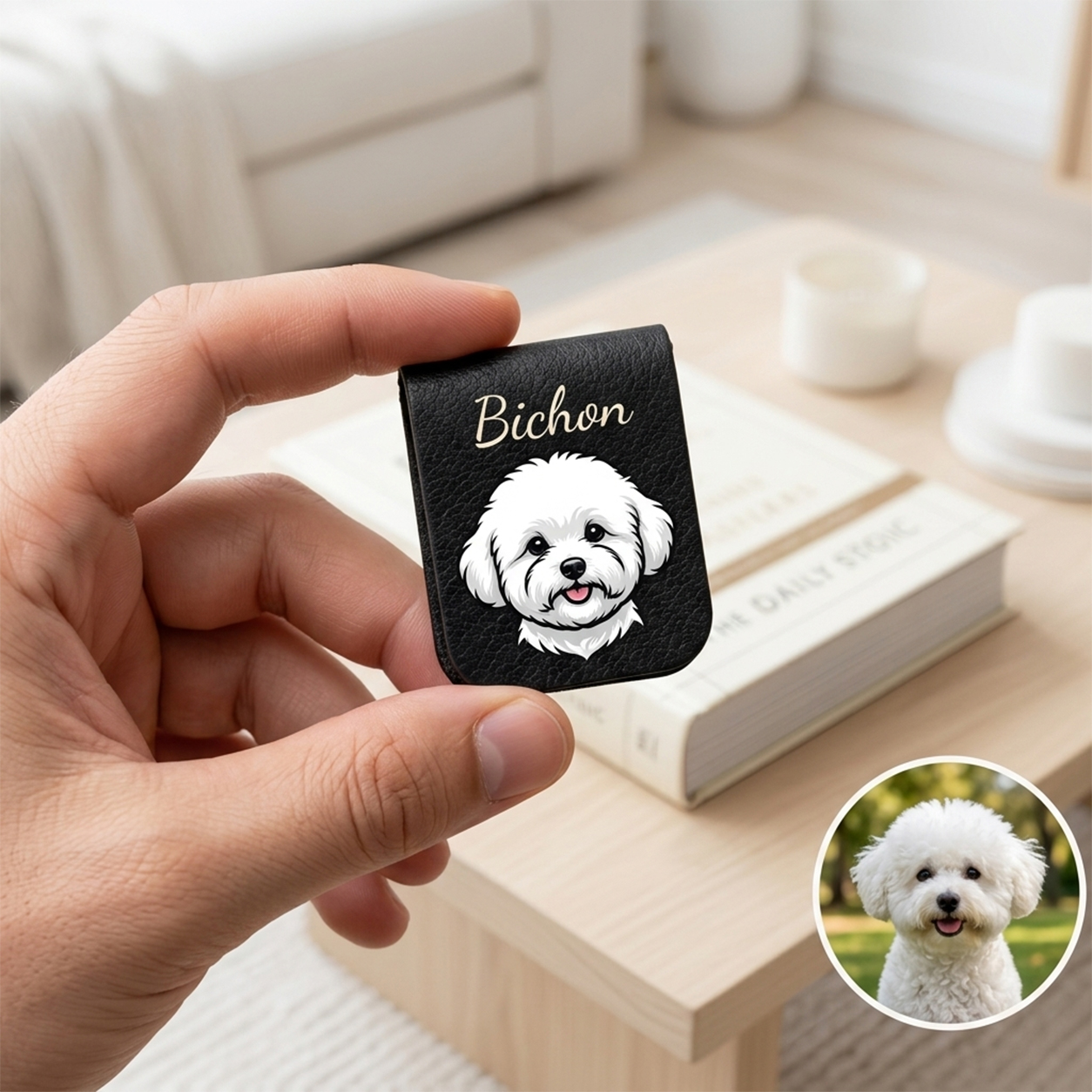 Personalized Pet Leather Bookmark Clip with Name