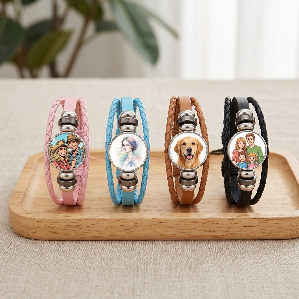 Personalized Photo Leather Bracelet