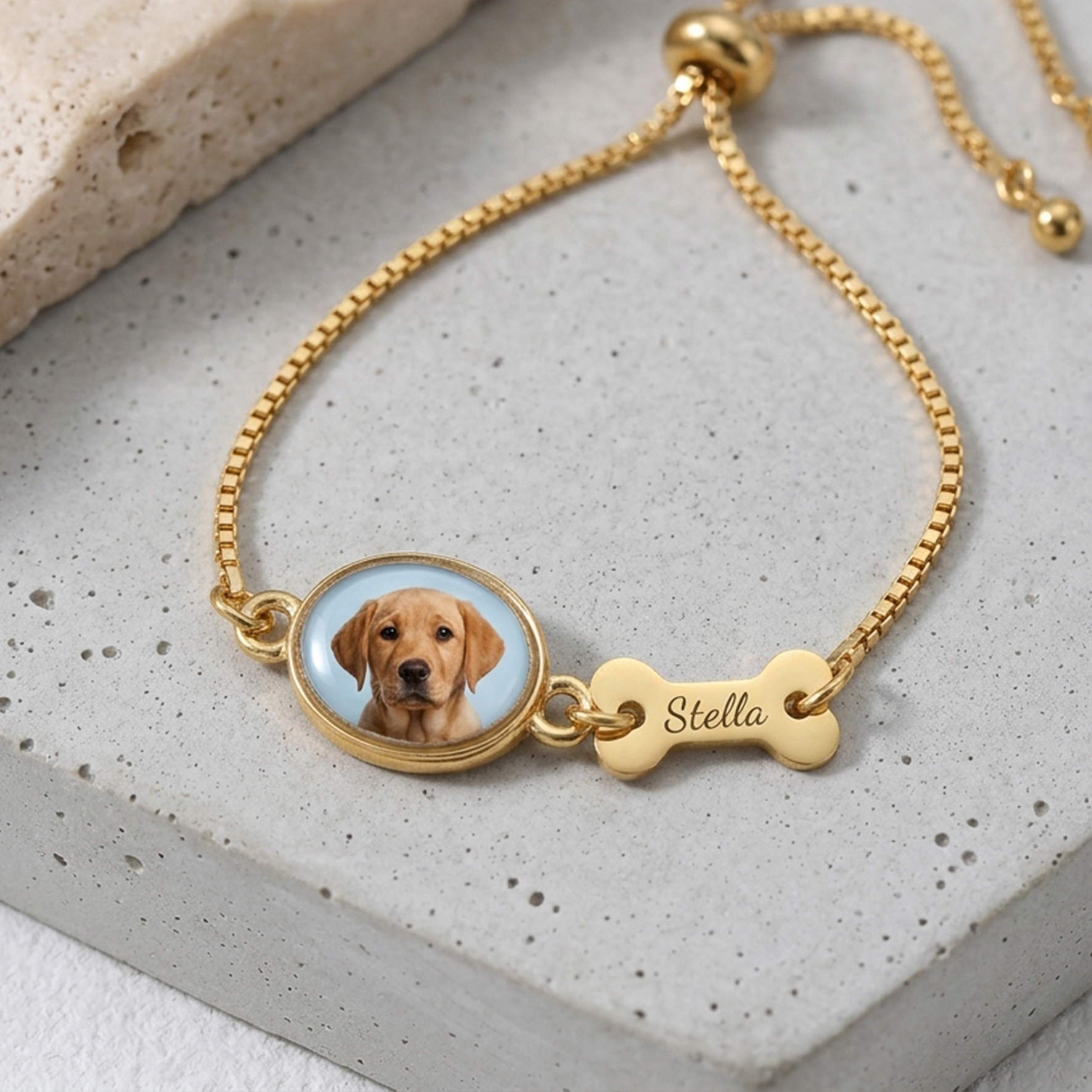 Personalized Pet Bone Engraved Name Bracele