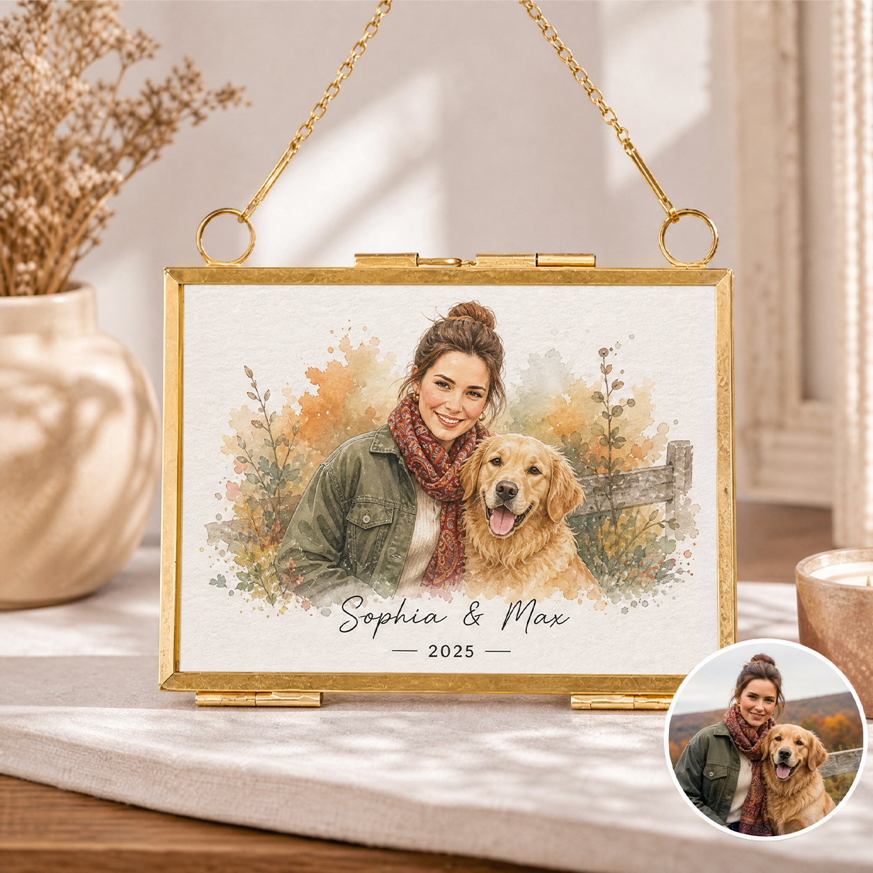 Personalized Photo Ornament, Glass Picture Frame