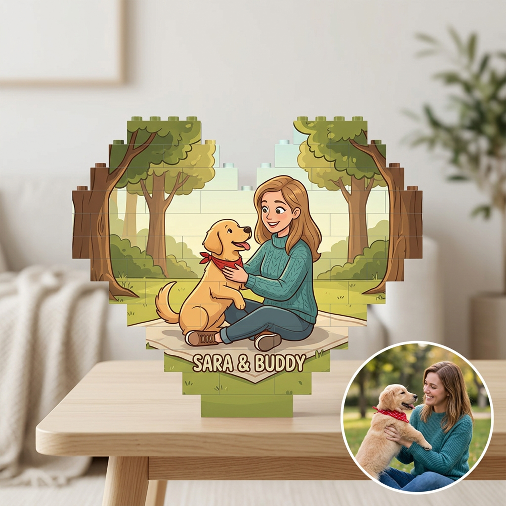 Personalized Building Block, Heart Shaped Brick Puzzle Ornaments