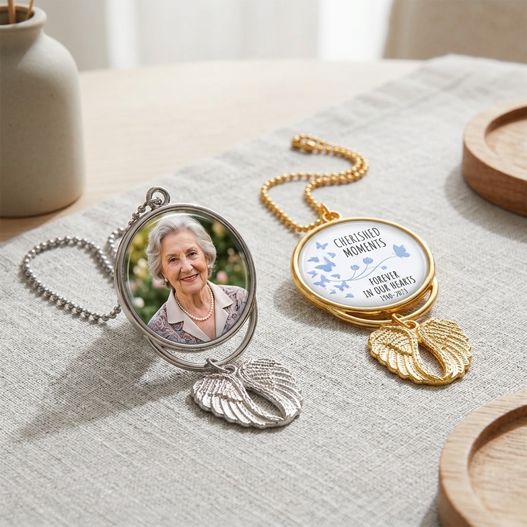 Personalized Photo with Wings Car Ornaments