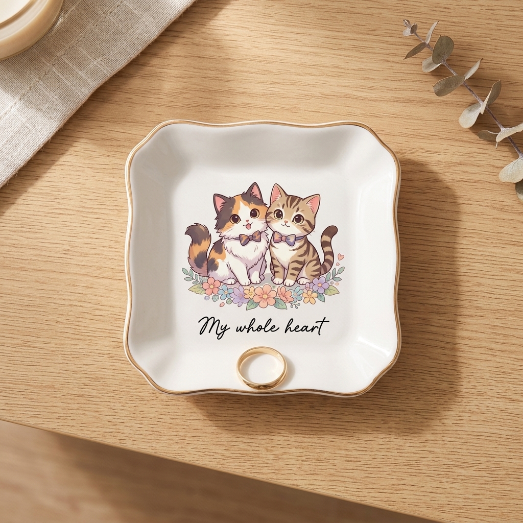 Custom Photo Ring Dish, Pet Ceramic Jewelry Tray
