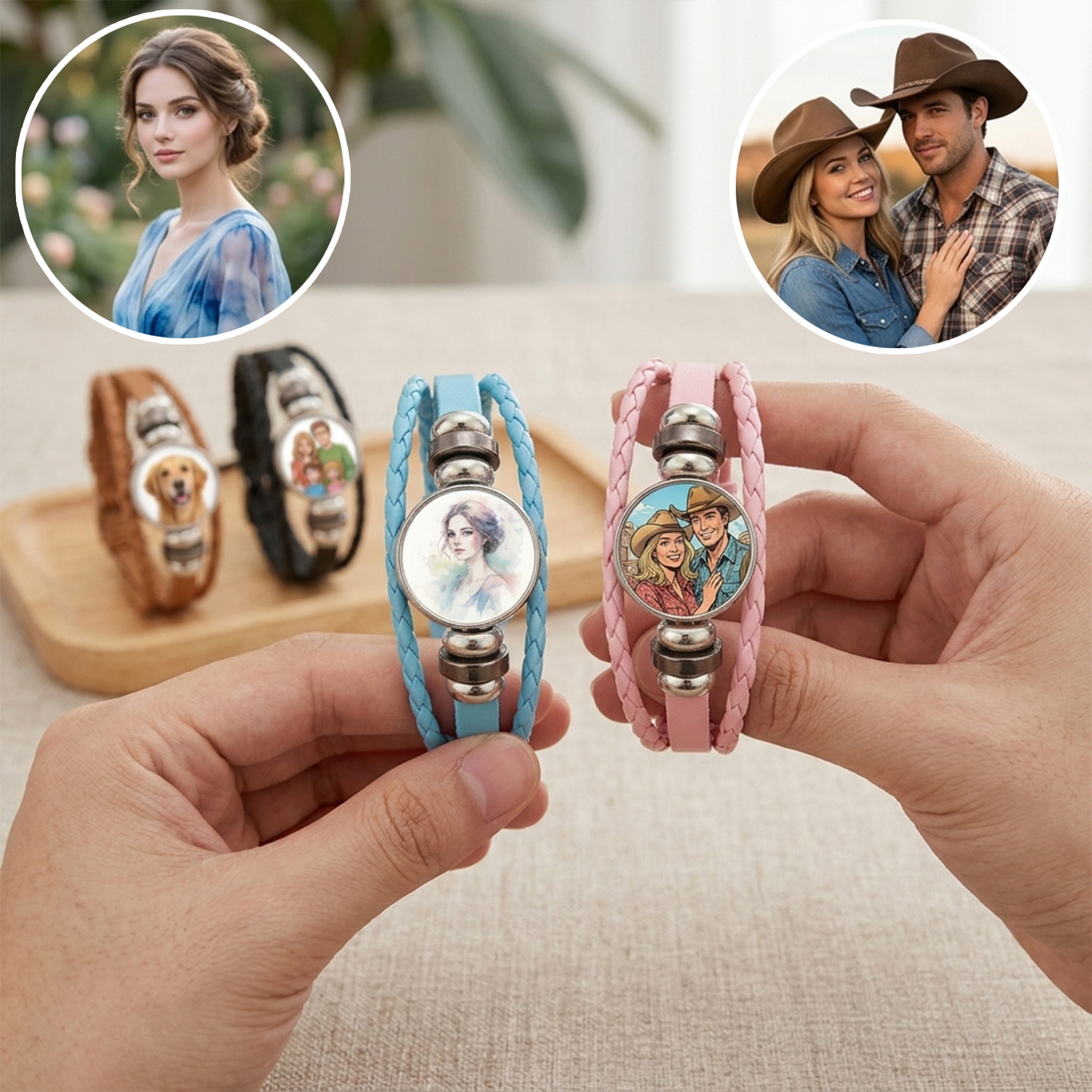 Personalized Photo Leather Bracelet