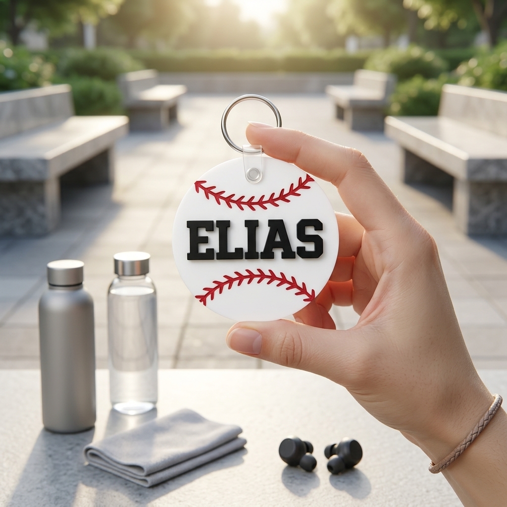 Custom Baseball Bag Name Tag, Baseball with Name Keychain  Gift
