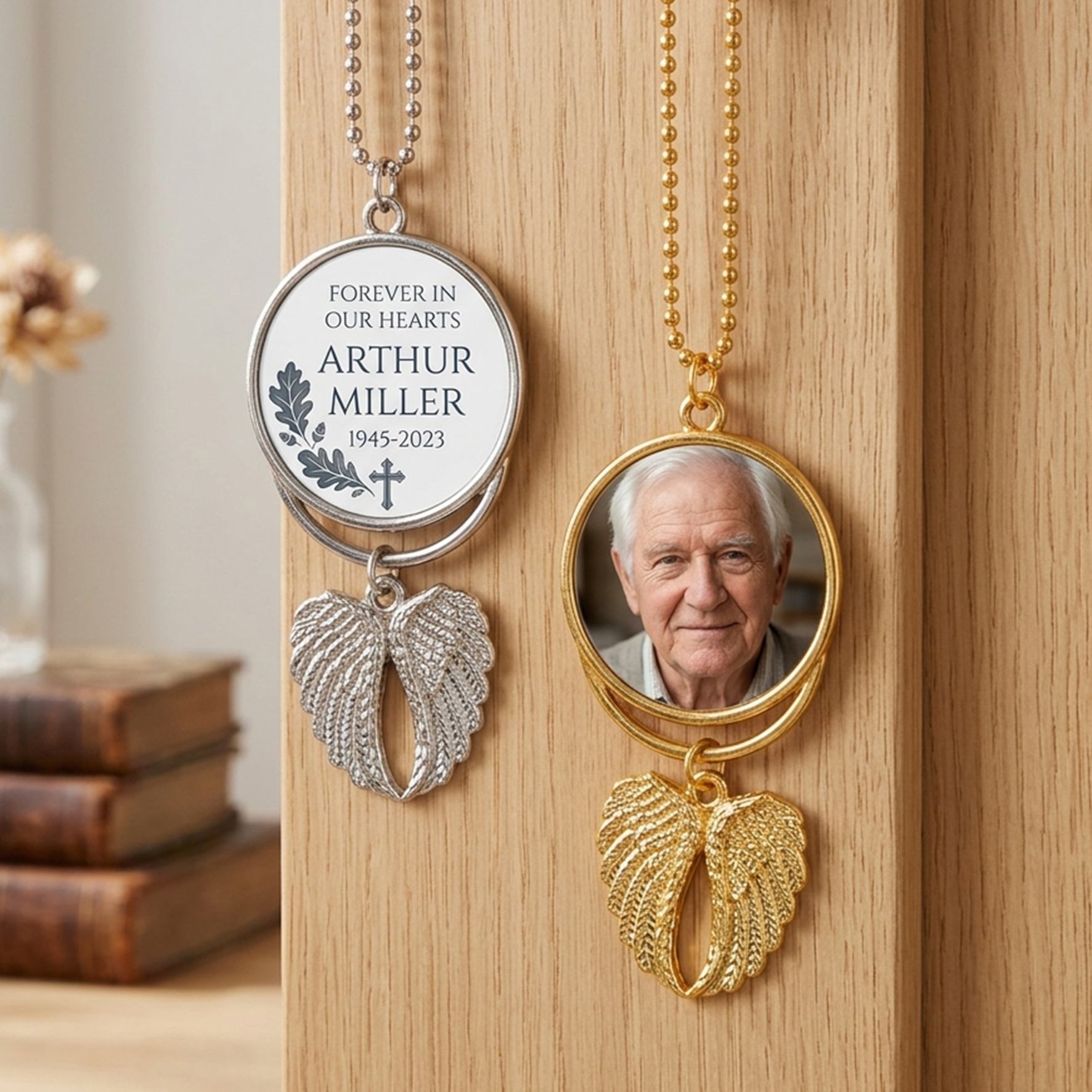 Personalized Photo with Wings Car Ornaments