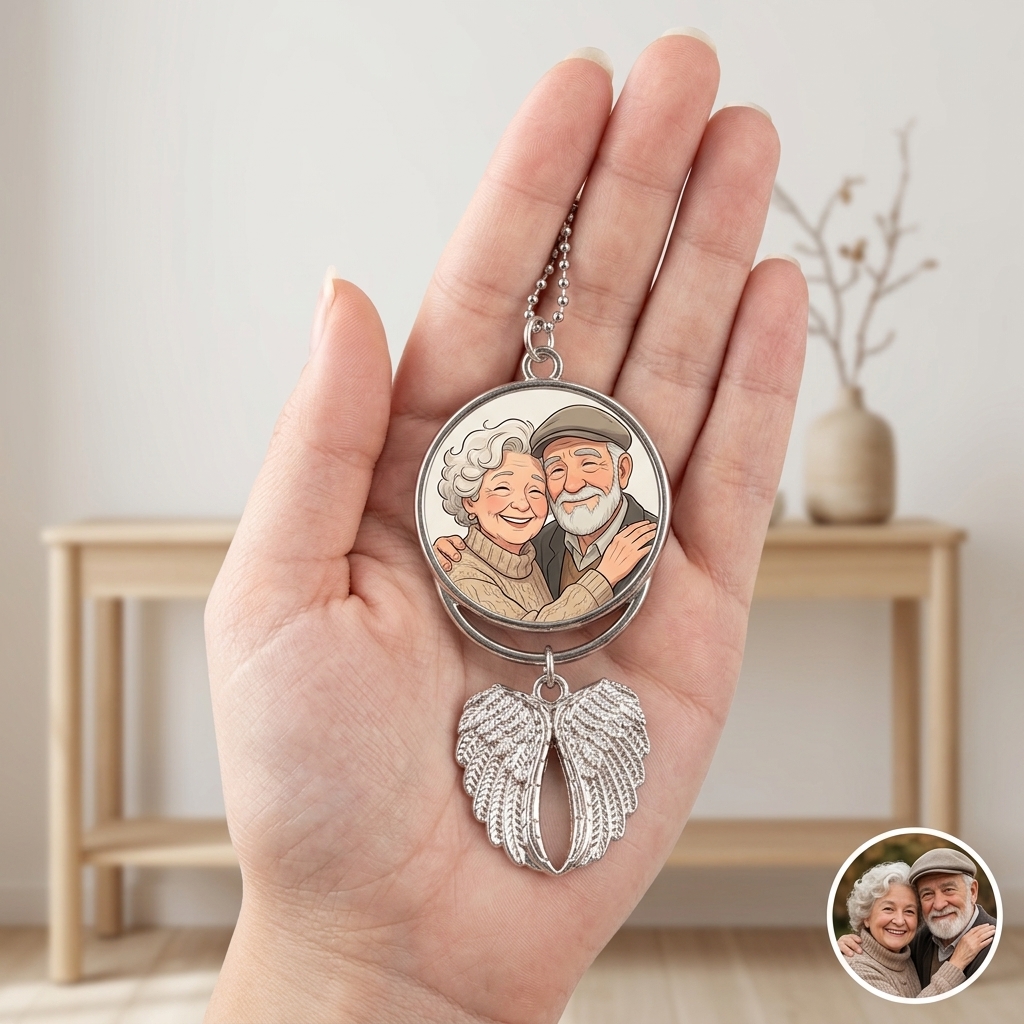Personalized Photo with Wings Car Ornaments