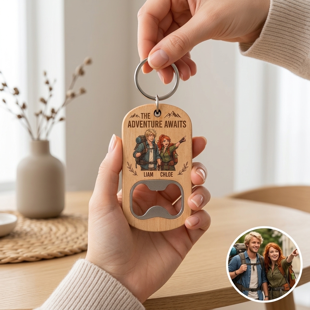 Personalized Wooden Bottle Opener Keychain