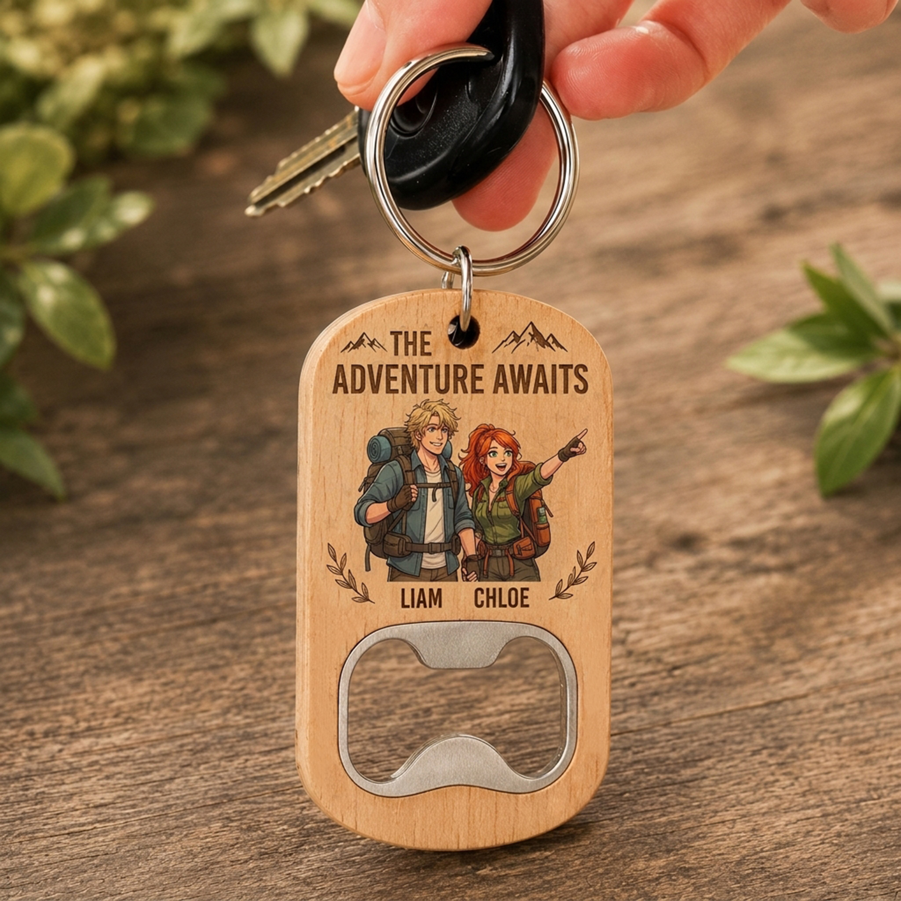 Personalized Wooden Bottle Opener Keychain