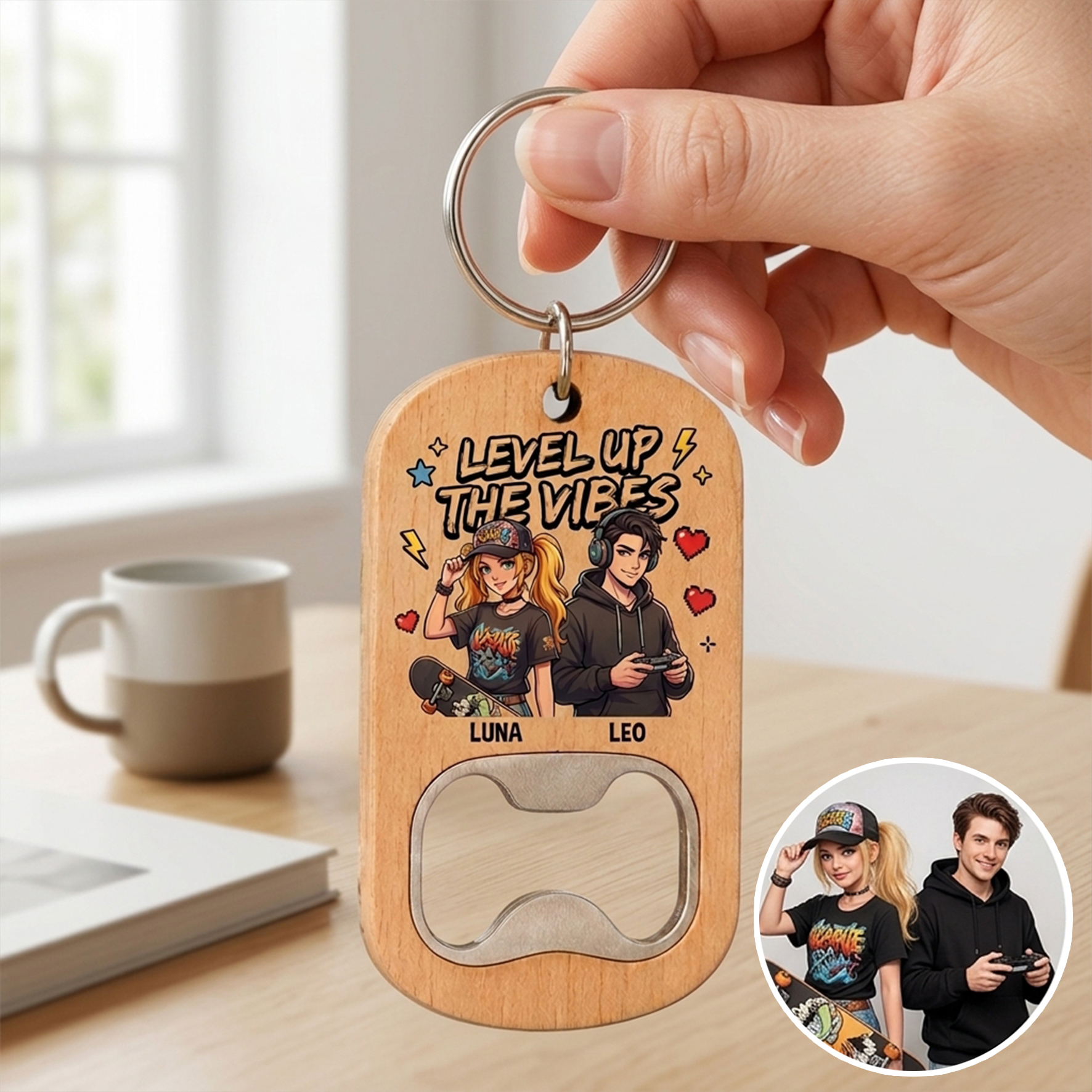 Personalized Wooden Bottle Opener Keychain