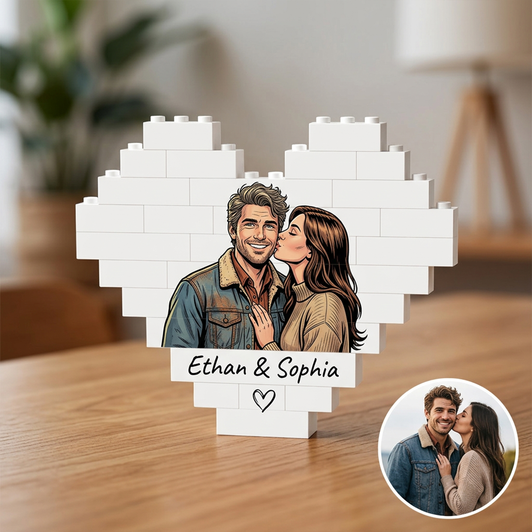 Personalized Building Block, Heart Shaped Brick Puzzle Ornaments