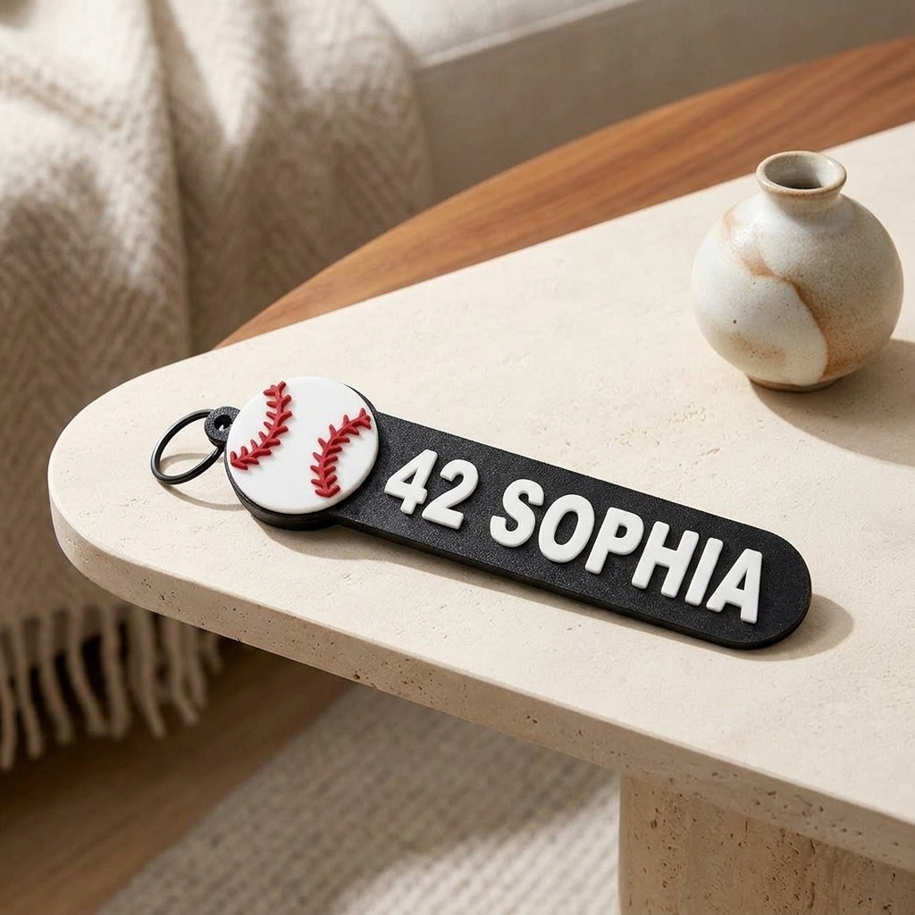 Personalized Sports Ball Name Number Tag Keychain ID