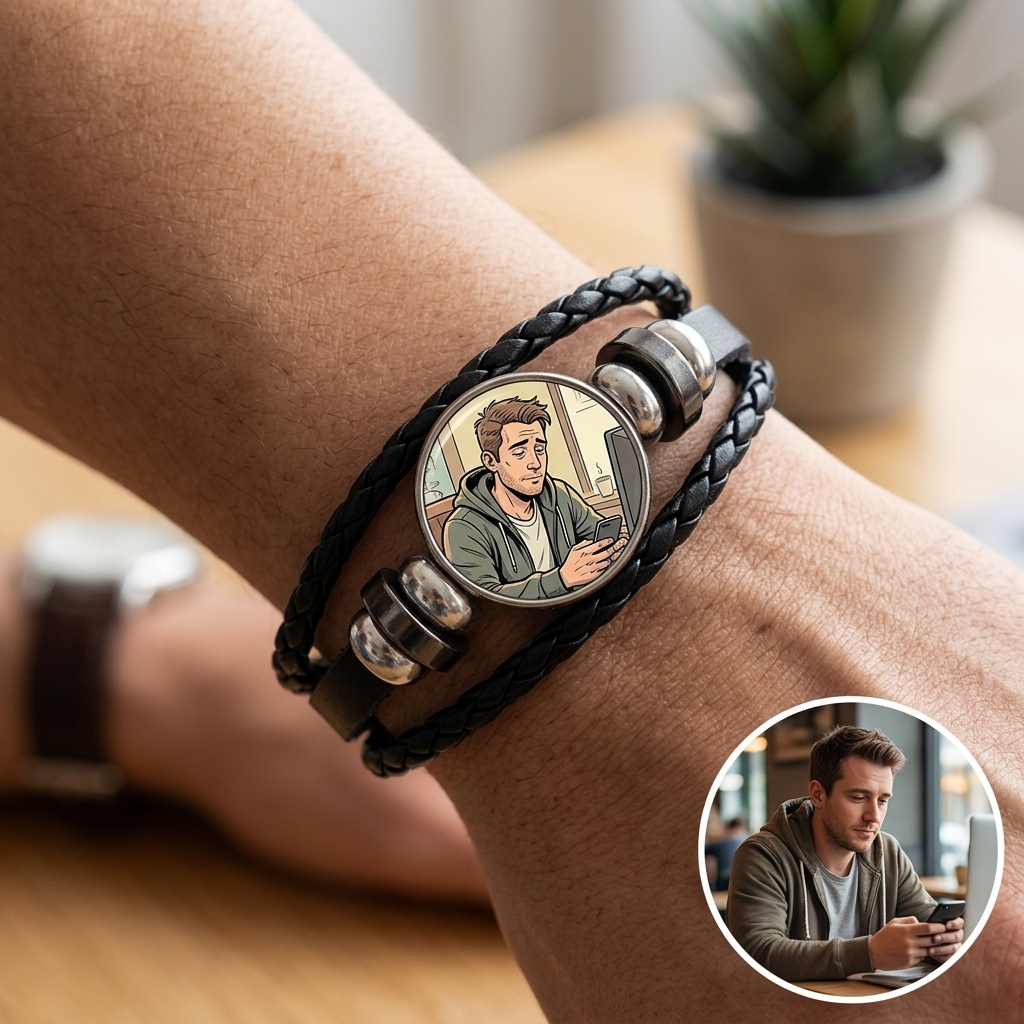 Personalized Photo Leather Bracelet