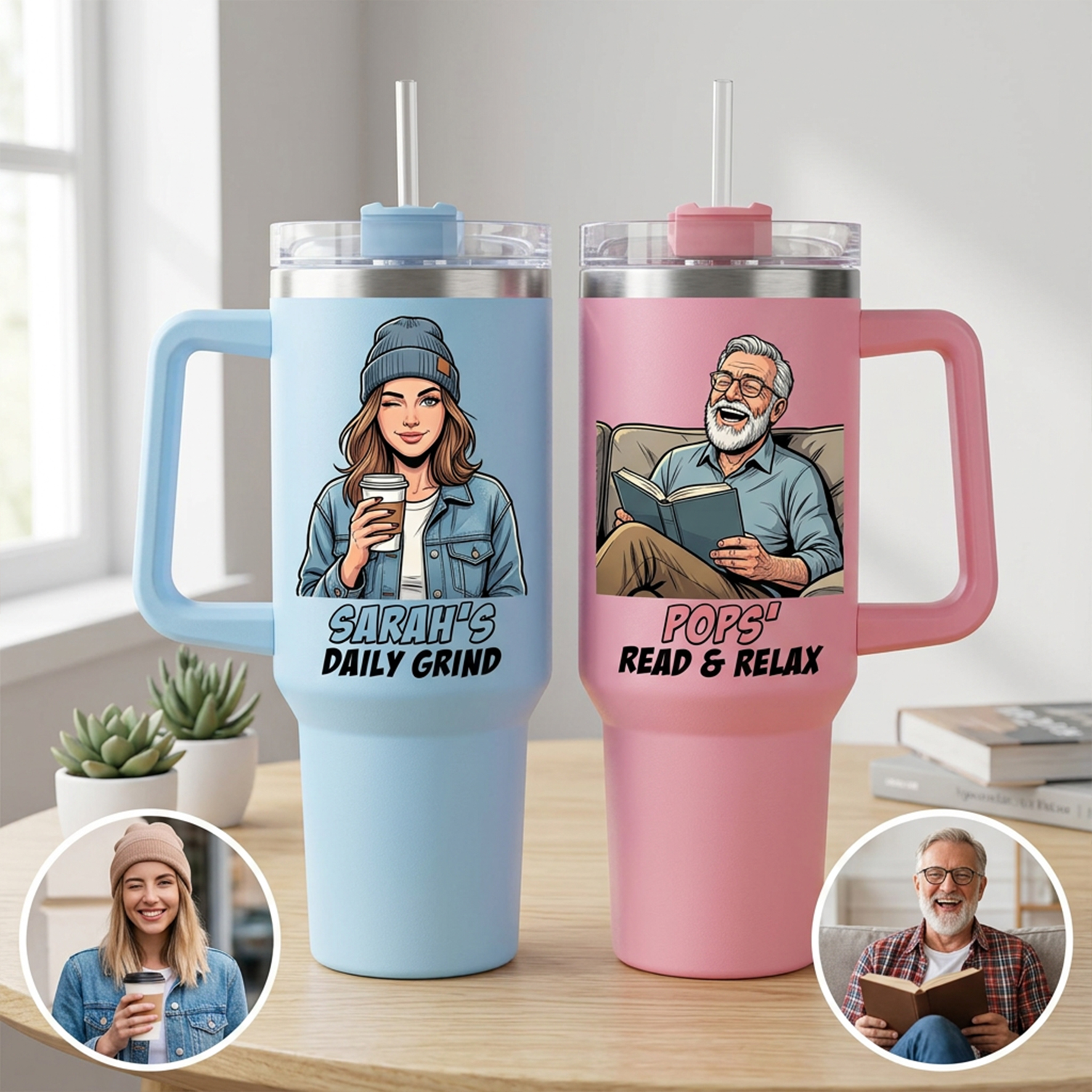 Custom Car Cup with Handle, Ice King Cup
