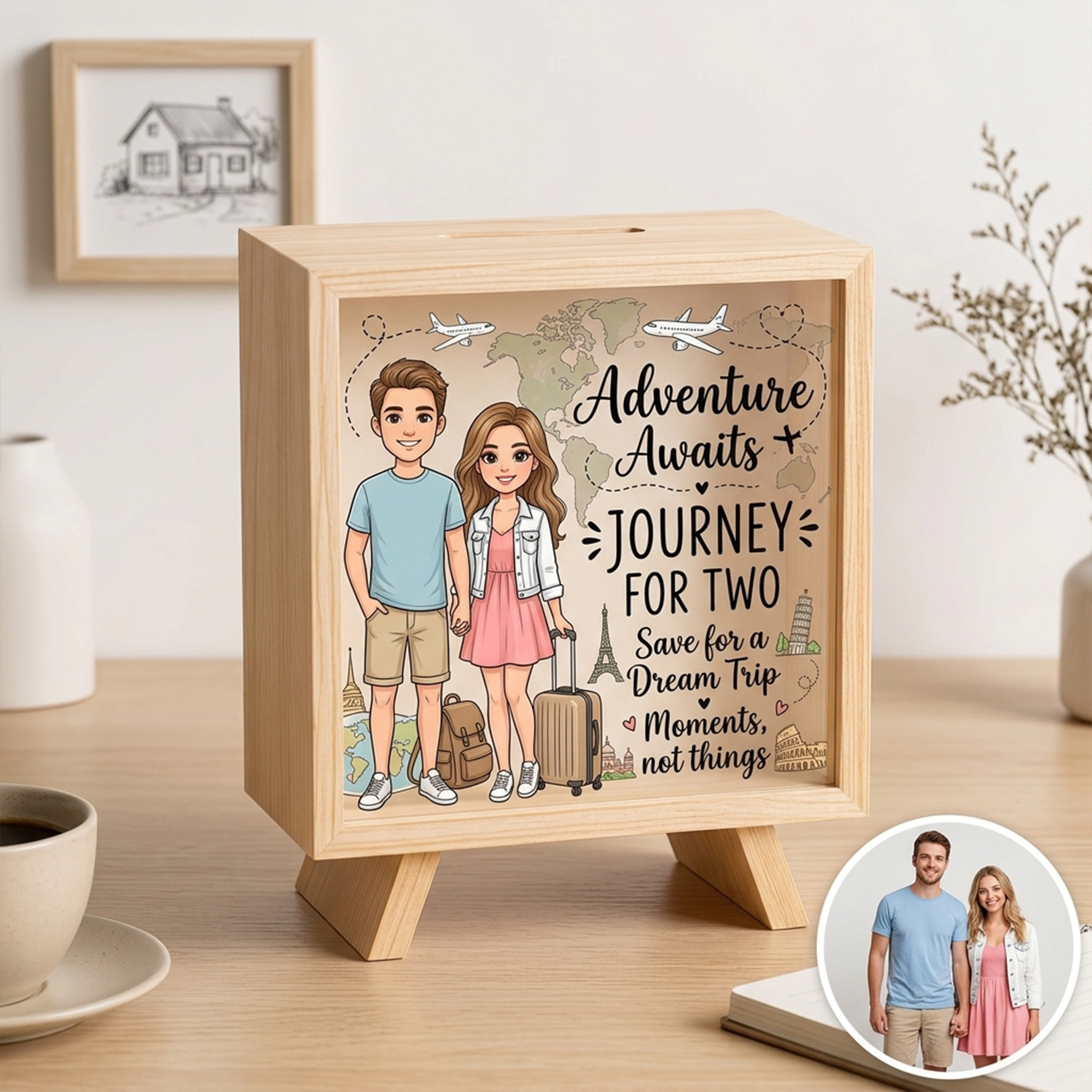 Personalized Wooden Piggy Bank, Acrylic Bank