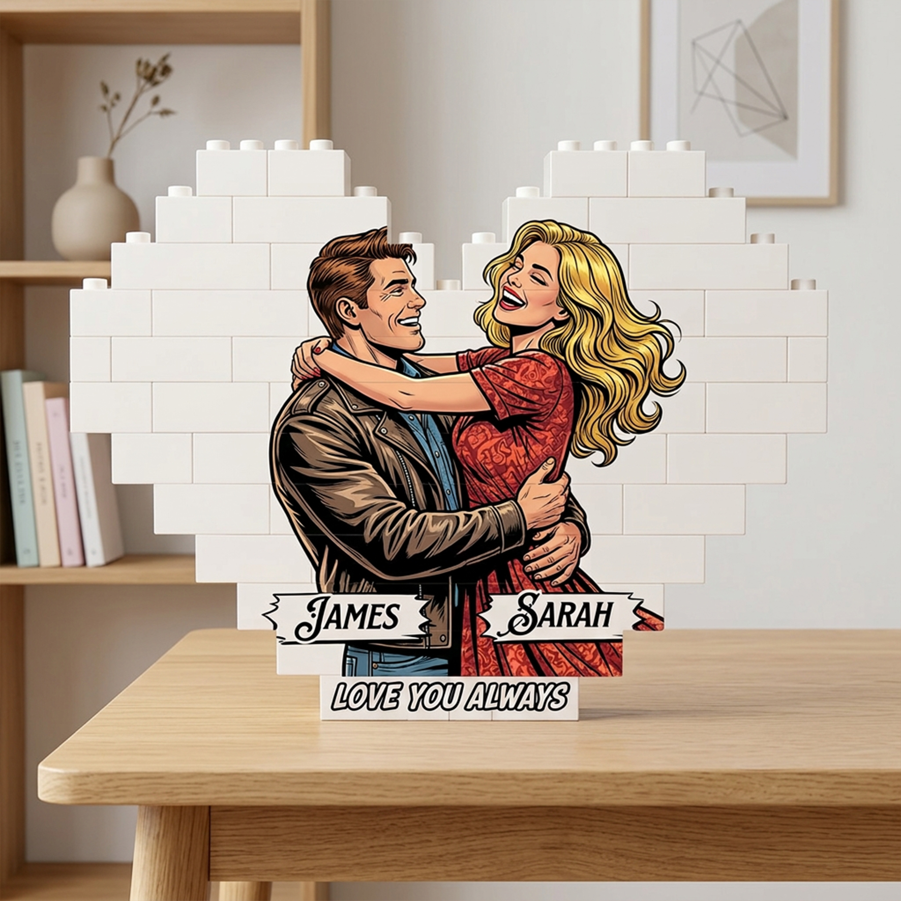 Personalized Building Block, Heart Shaped Brick Puzzle Ornaments