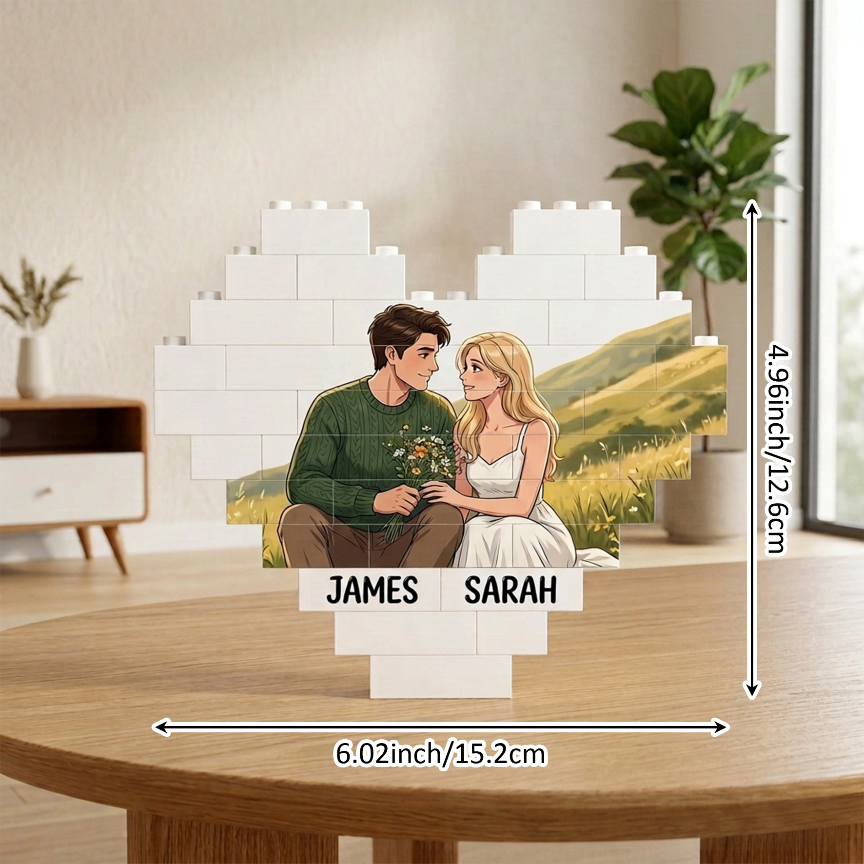 Personalized Building Block, Heart Shaped Brick Puzzle Ornaments
