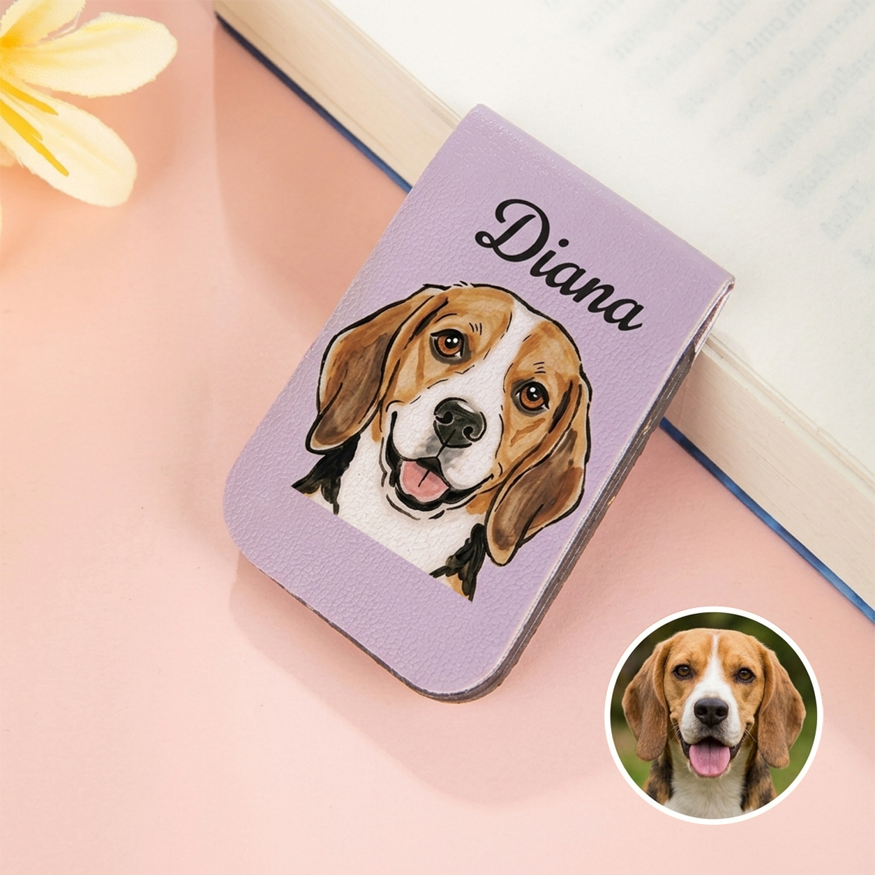 Personalized Pet Leather Bookmark Clip with Name