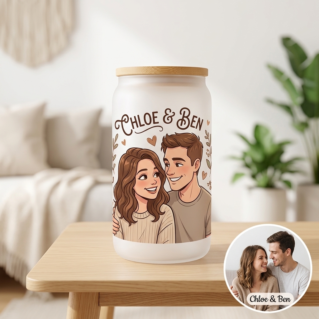 Custom Photo Glass Straw Cup of People Pets