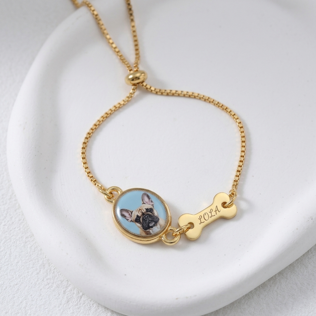 Personalized Pet Bone Engraved Name Bracele