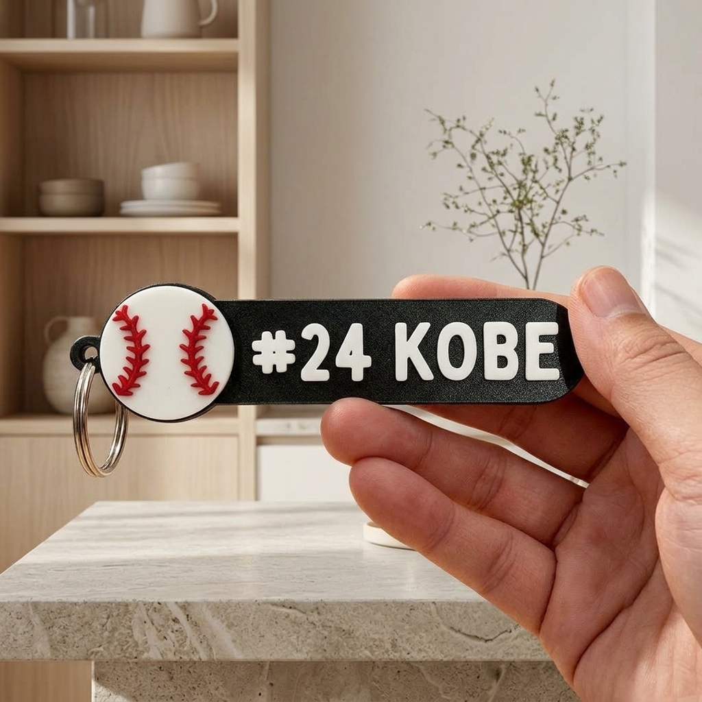 Personalized Sports Ball Name Number Tag Keychain ID