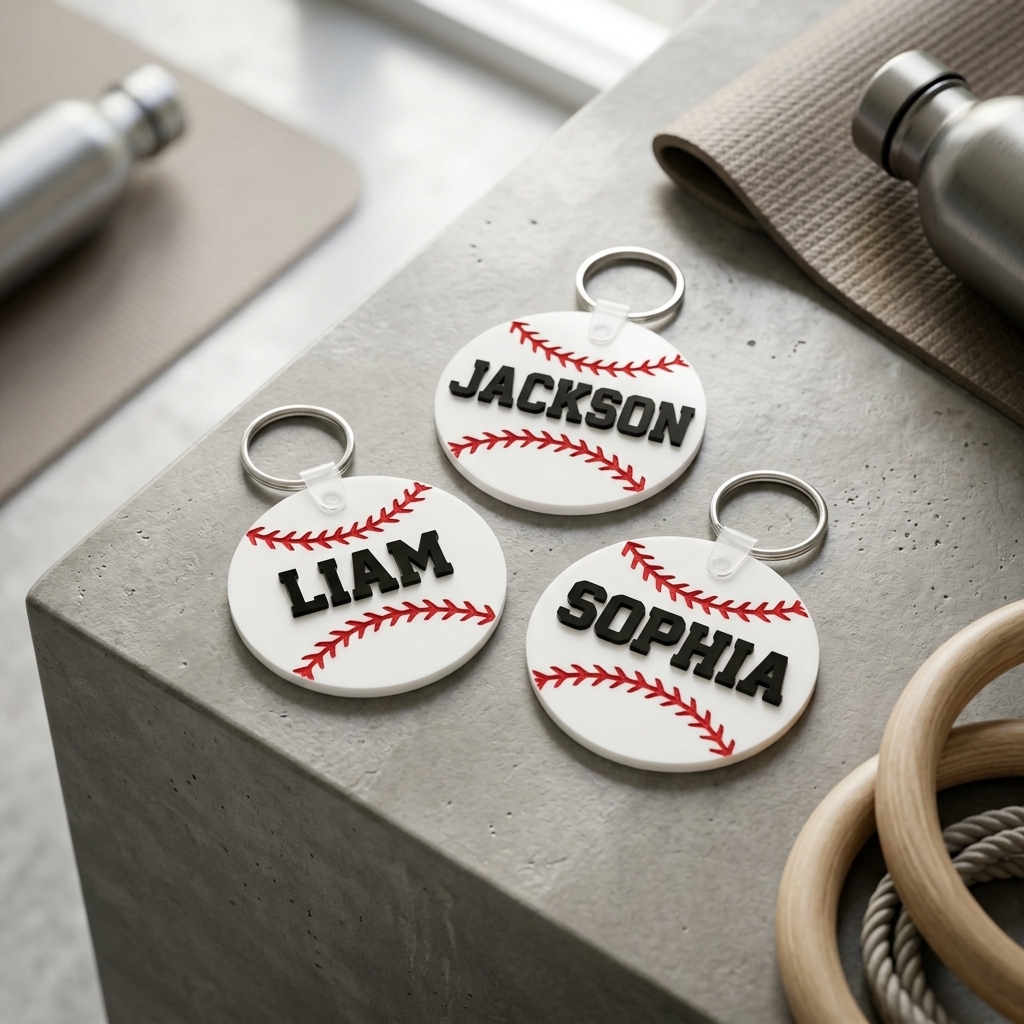 Custom Baseball Bag Name Tag, Baseball with Name Keychain  Gift