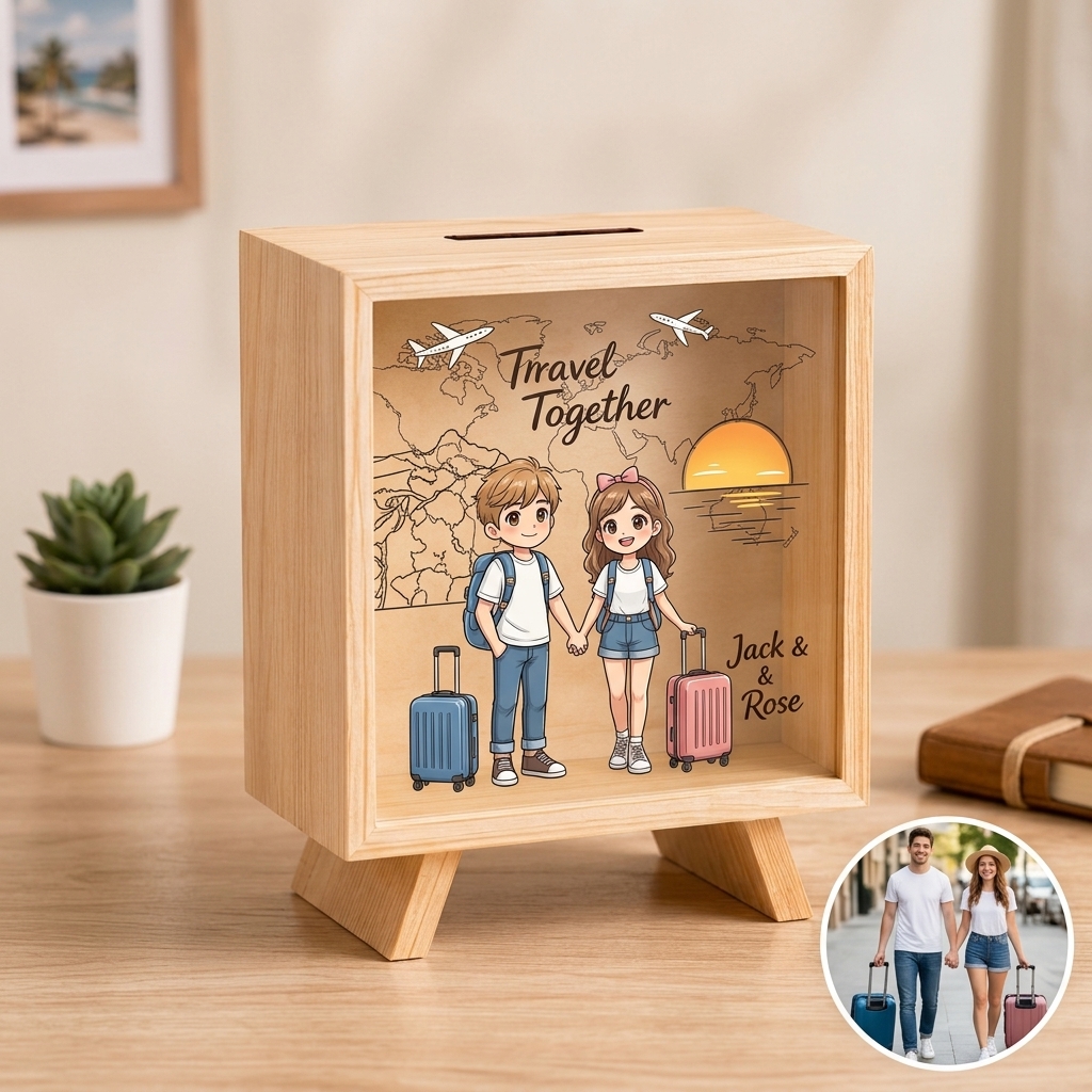 Personalized Wooden Piggy Bank, Acrylic Bank