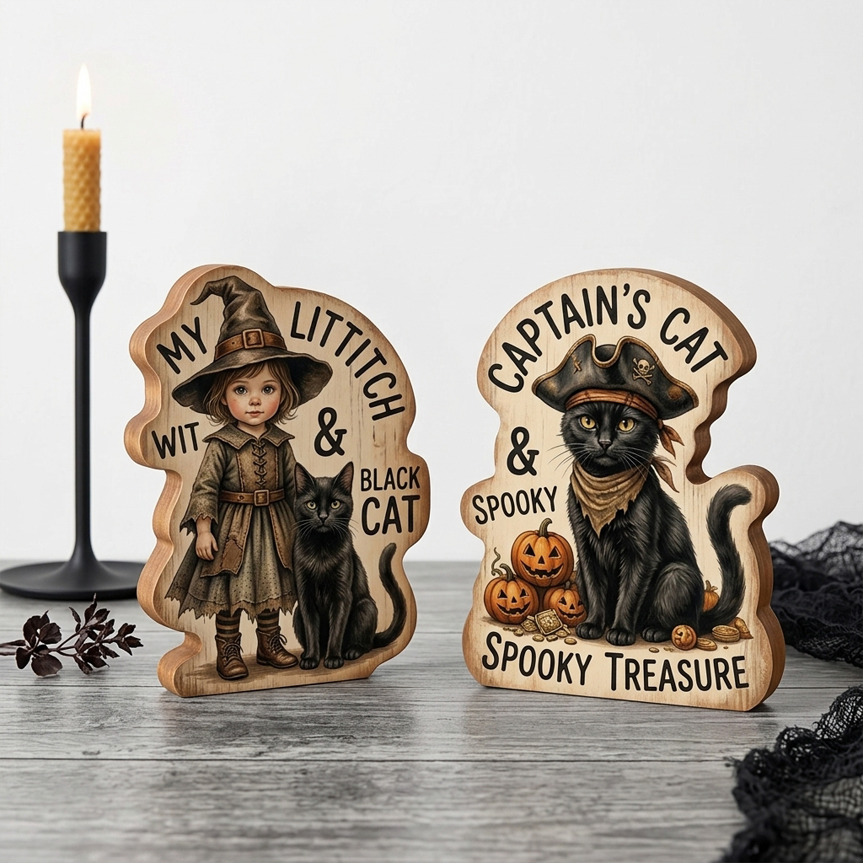 Personalized Halloween Wooden Ornaments of People and Pets