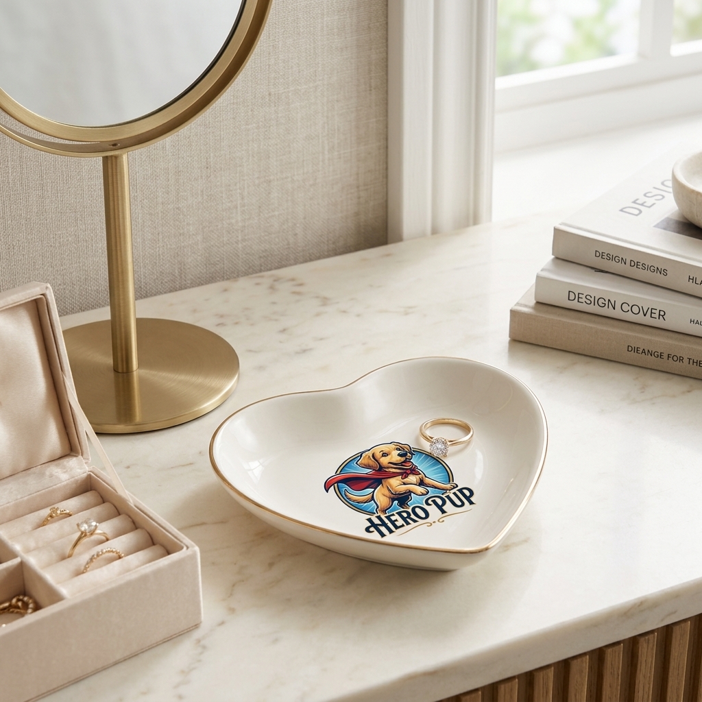 Custom Photo Ring Dish, Pet Ceramic Jewelry Tray