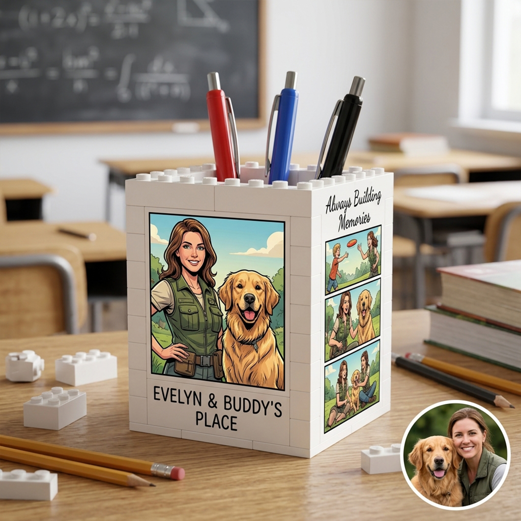 Personalized Building Block Puzzle Pen Holder