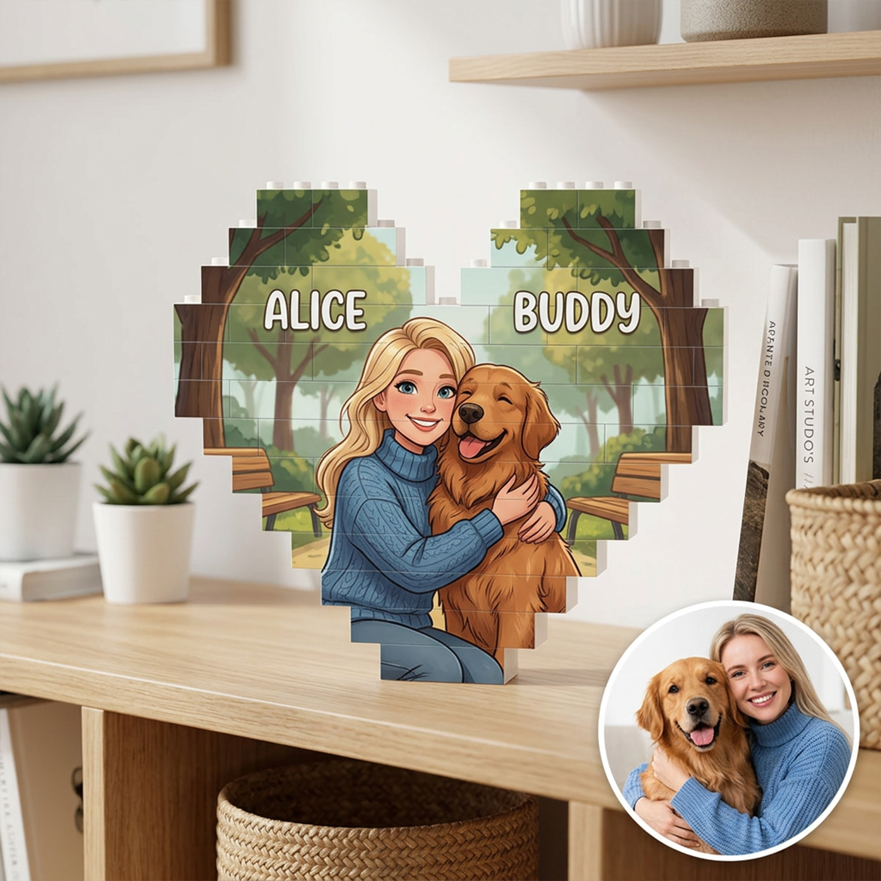 Personalized Building Block, Heart Shaped Brick Puzzle Ornaments