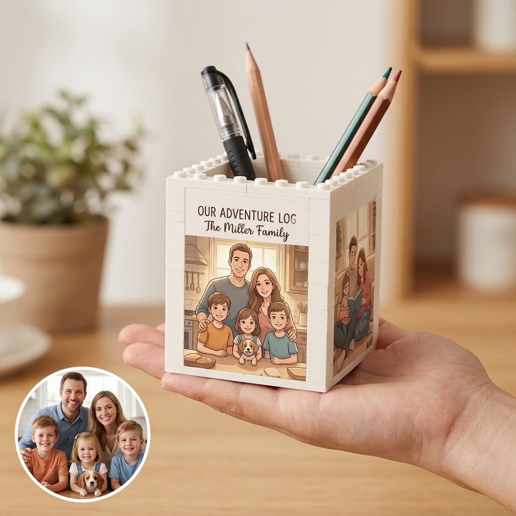 Personalized Building Block Puzzle Pen Holder