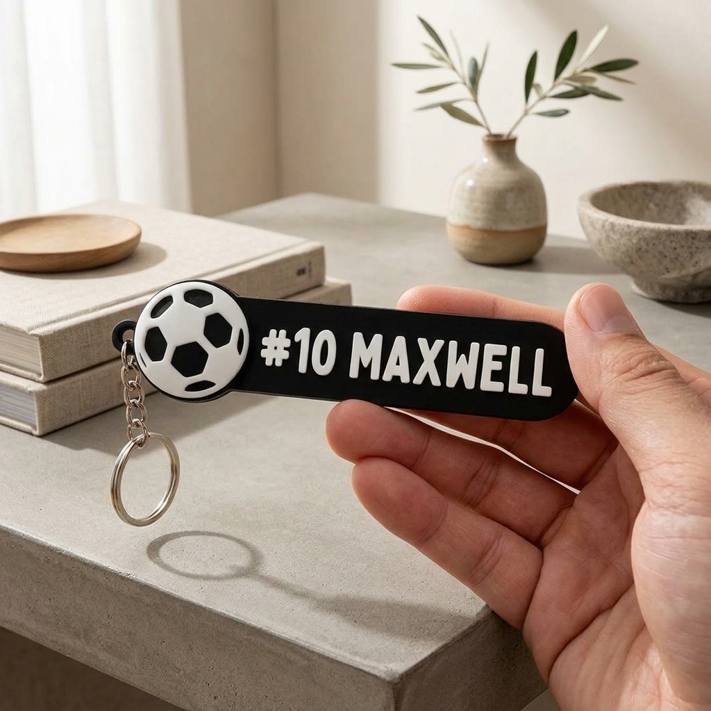 Personalized Sports Ball Name Number Tag Keychain ID
