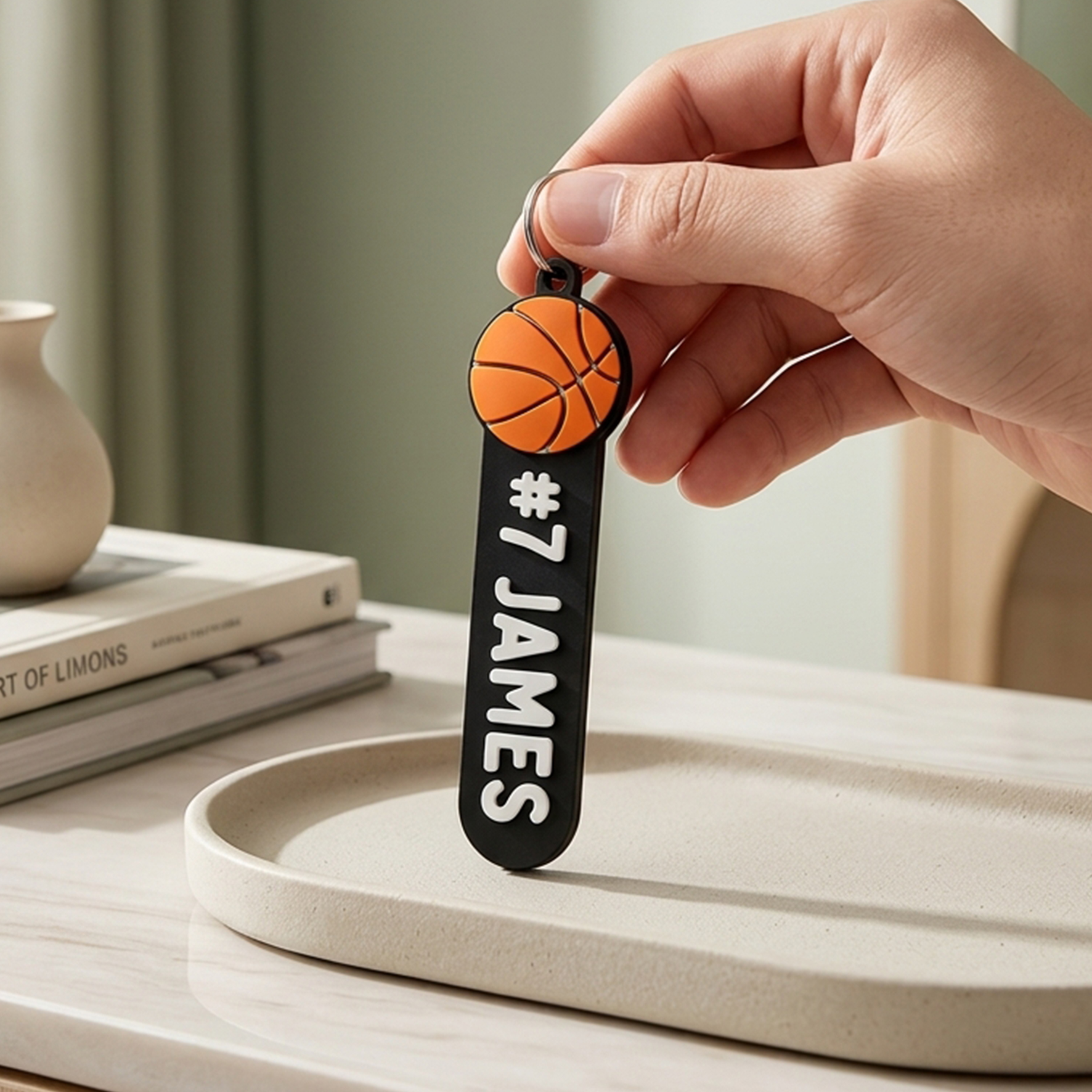 Personalized Sports Ball Name Number Tag Keychain ID