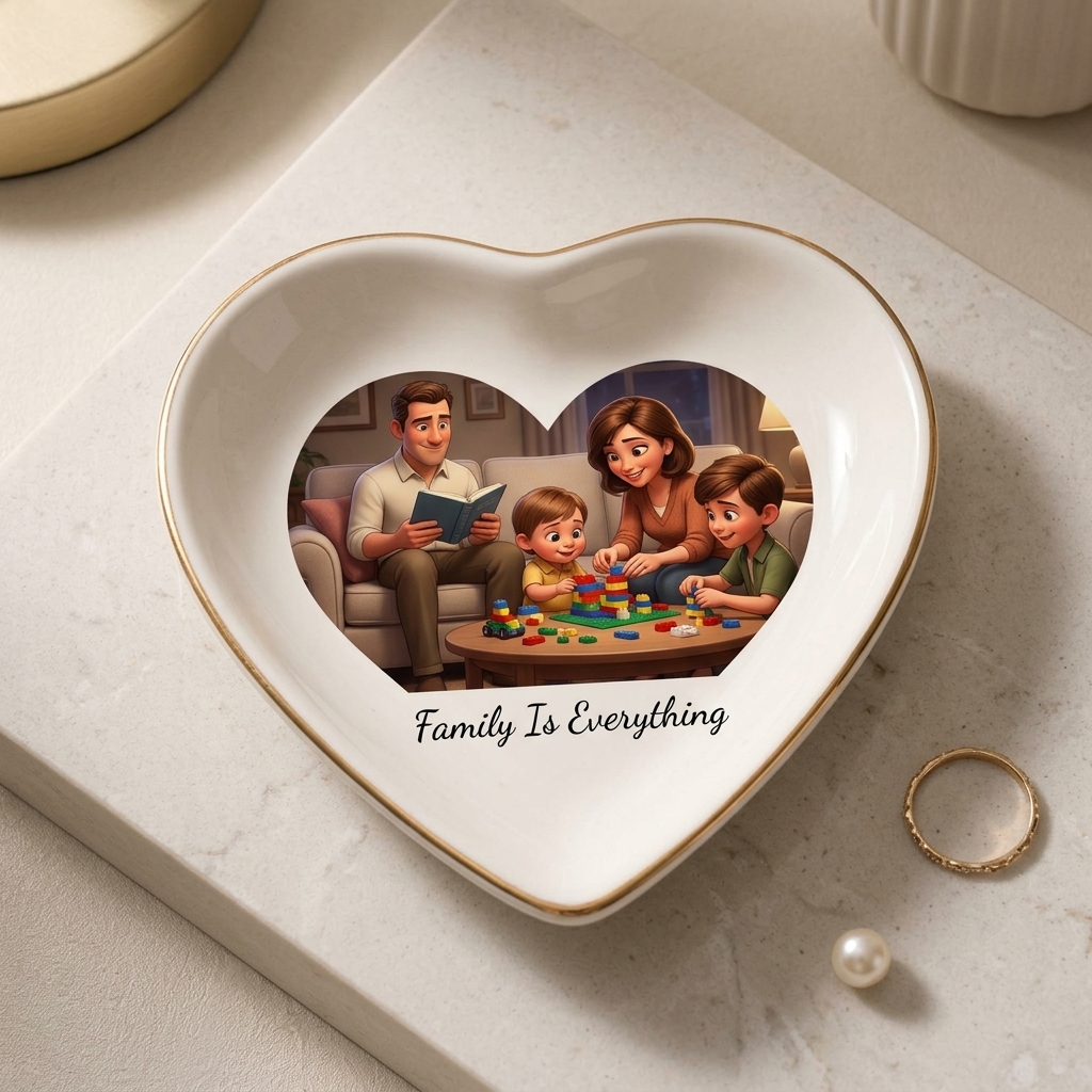 Custom Photo Ring Dish, Pet Ceramic Jewelry Tray