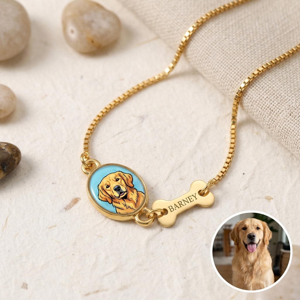 Personalized Pet Bone Engraved Name Bracele