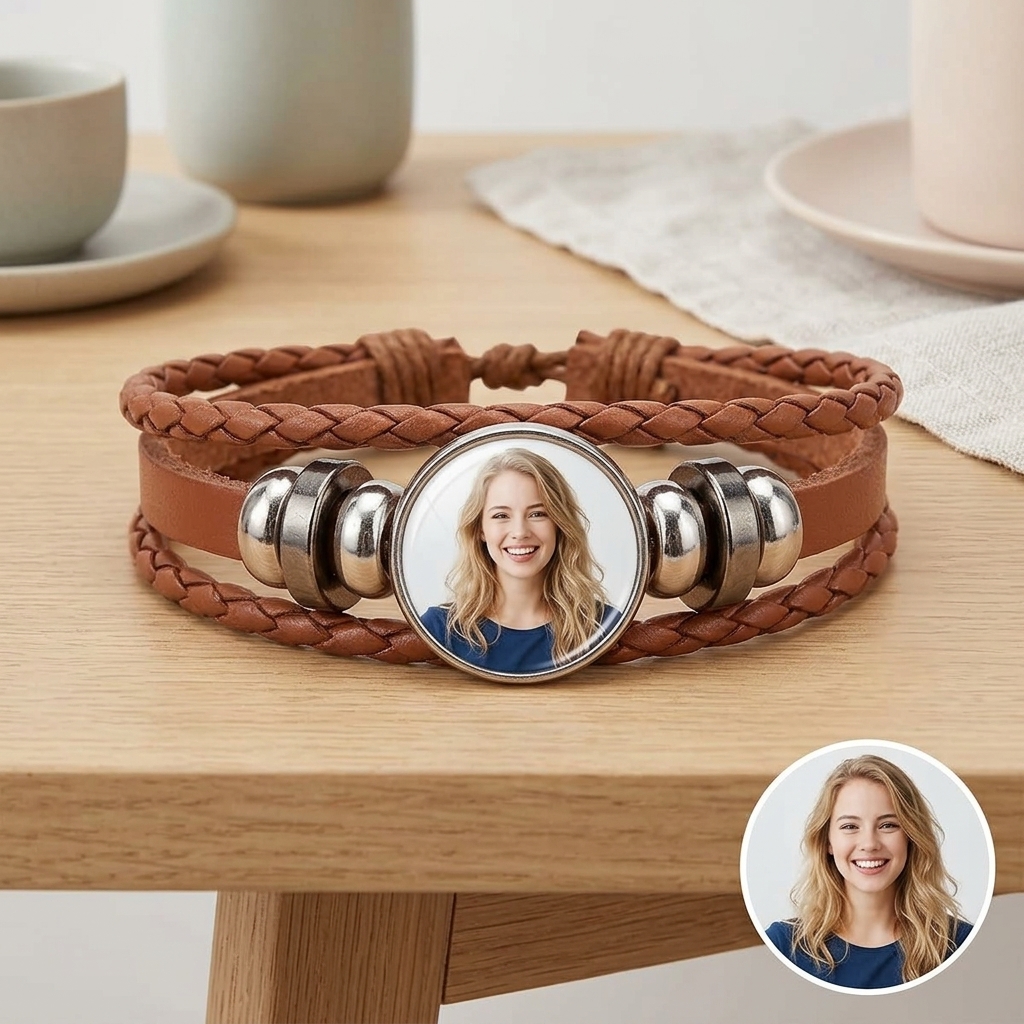 Personalized Photo Leather Bracelet