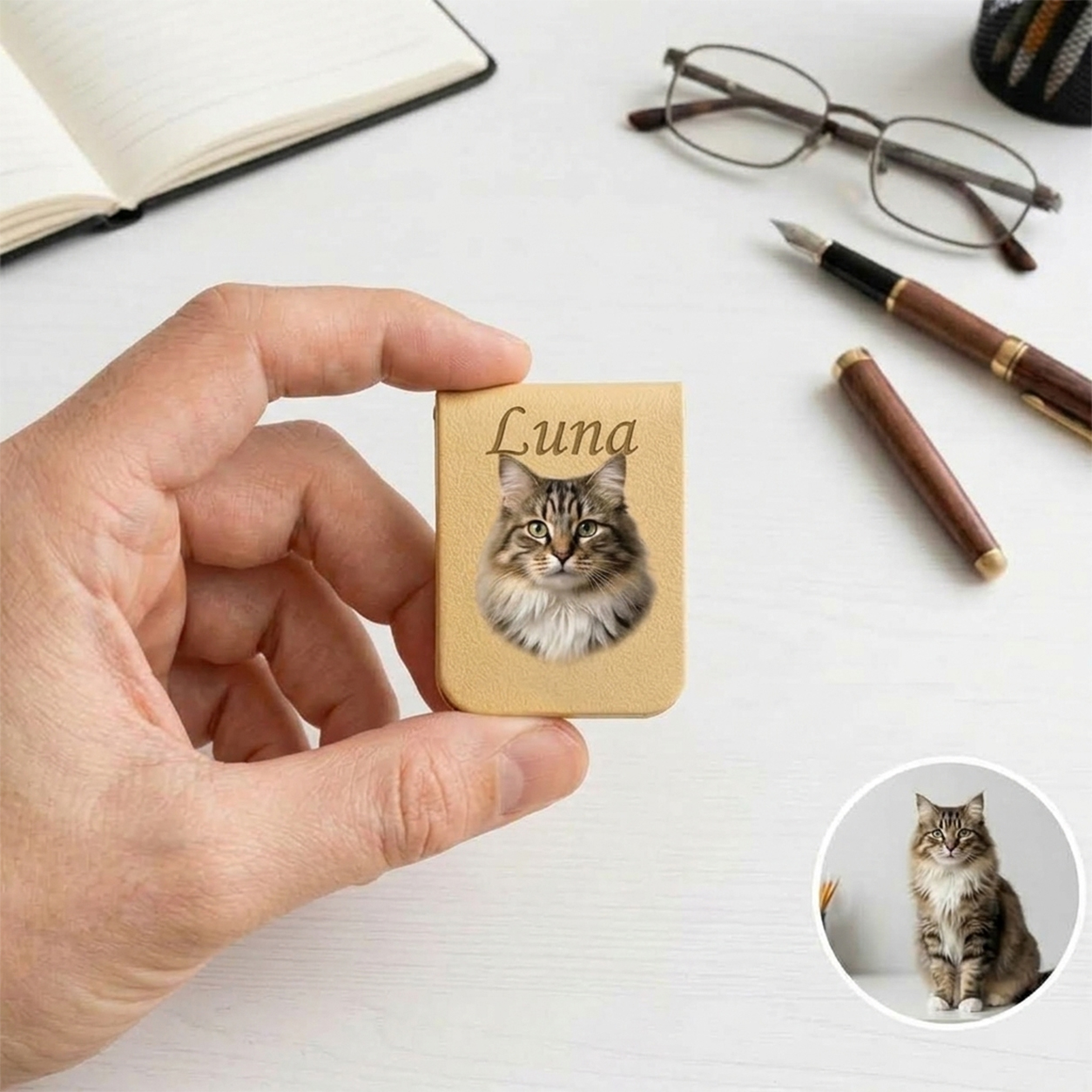 Personalized Pet Leather Bookmark Clip with Name