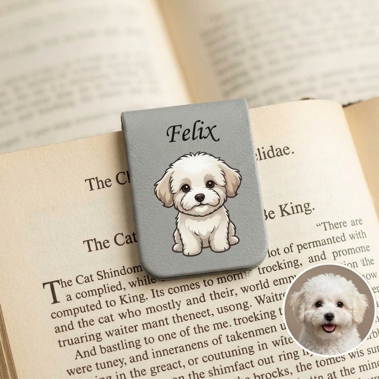 Personalized Pet Leather Bookmark Clip with Name
