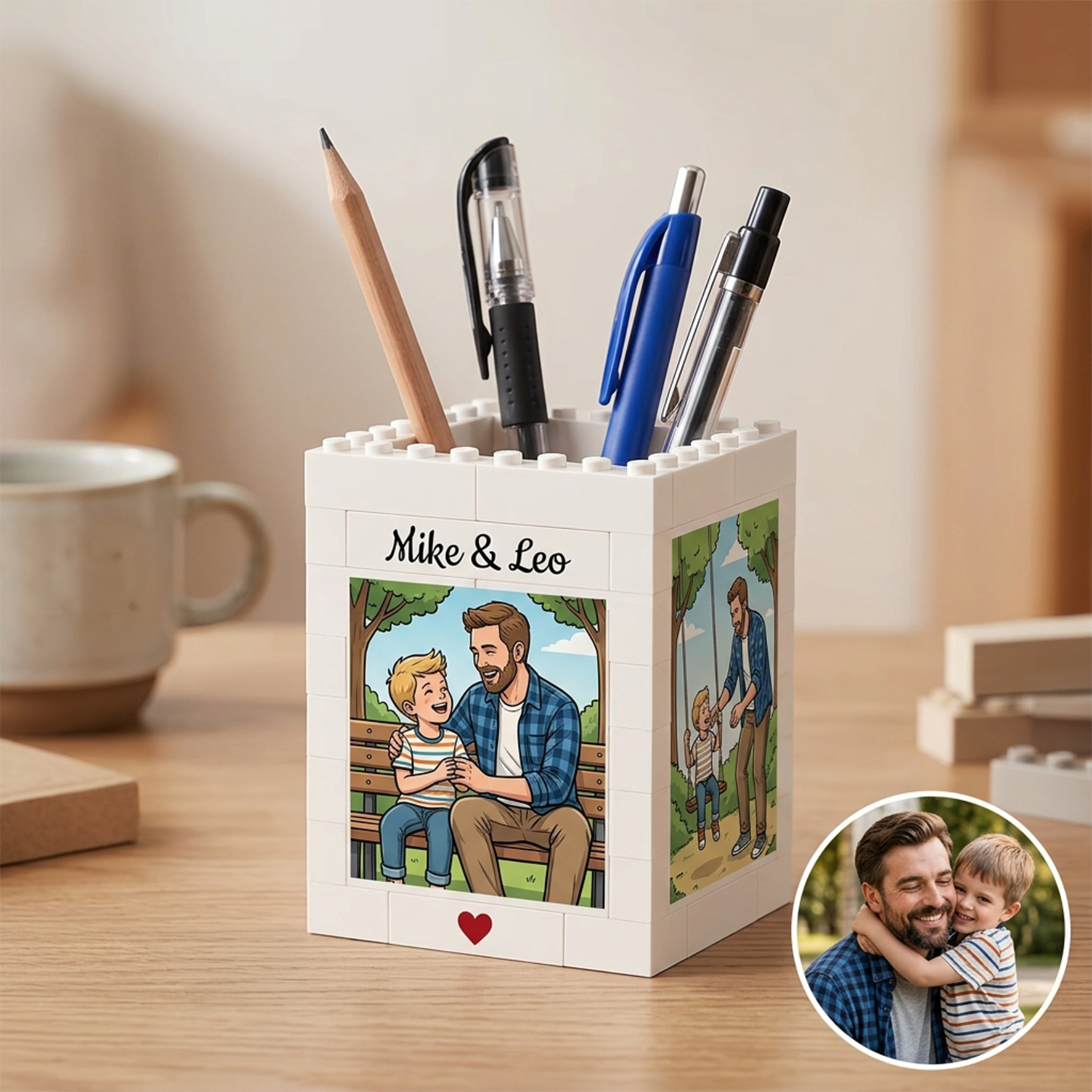 Personalized Building Block Puzzle Pen Holder