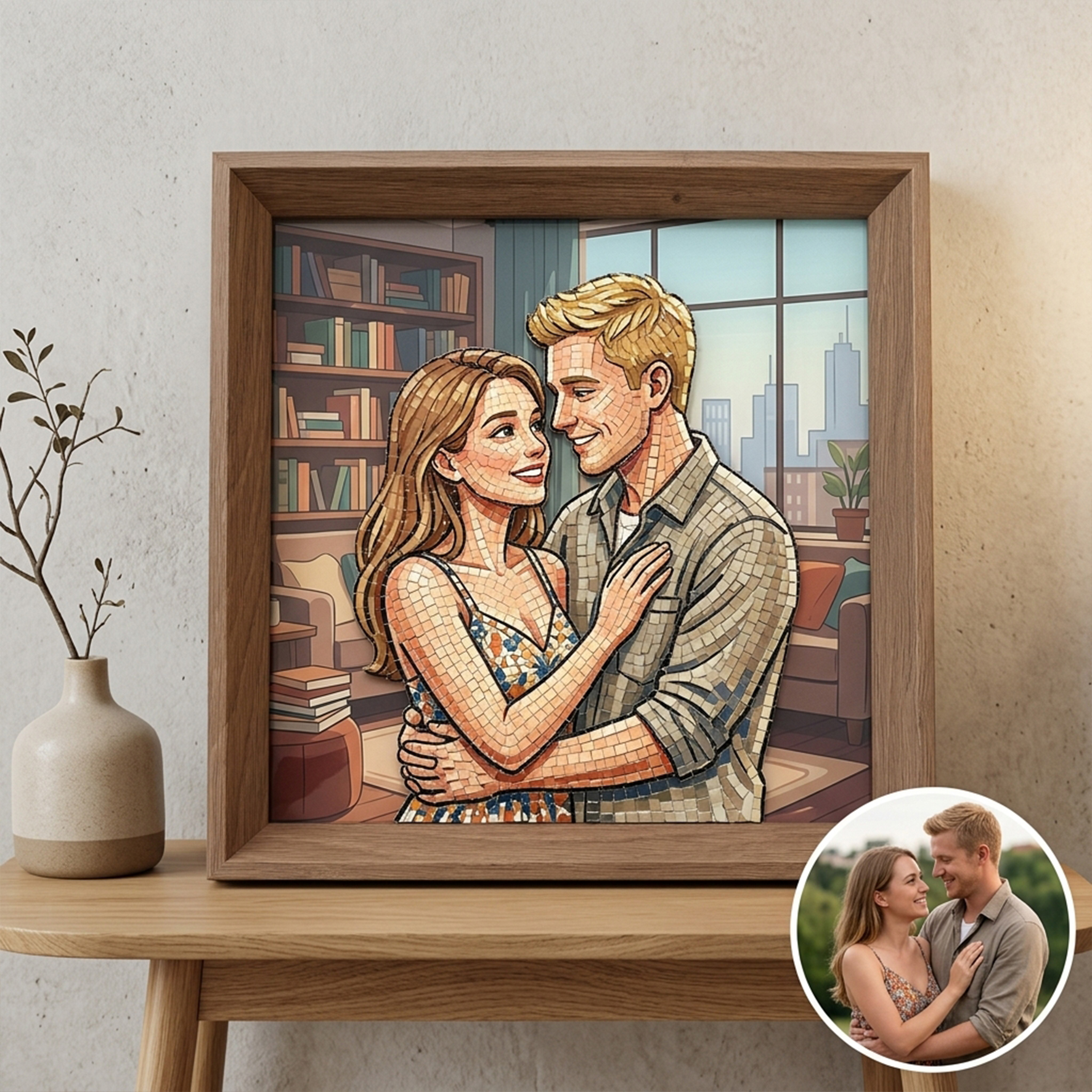 Personalized Mosaic Relief Photo Frame, Decorative Art Piece