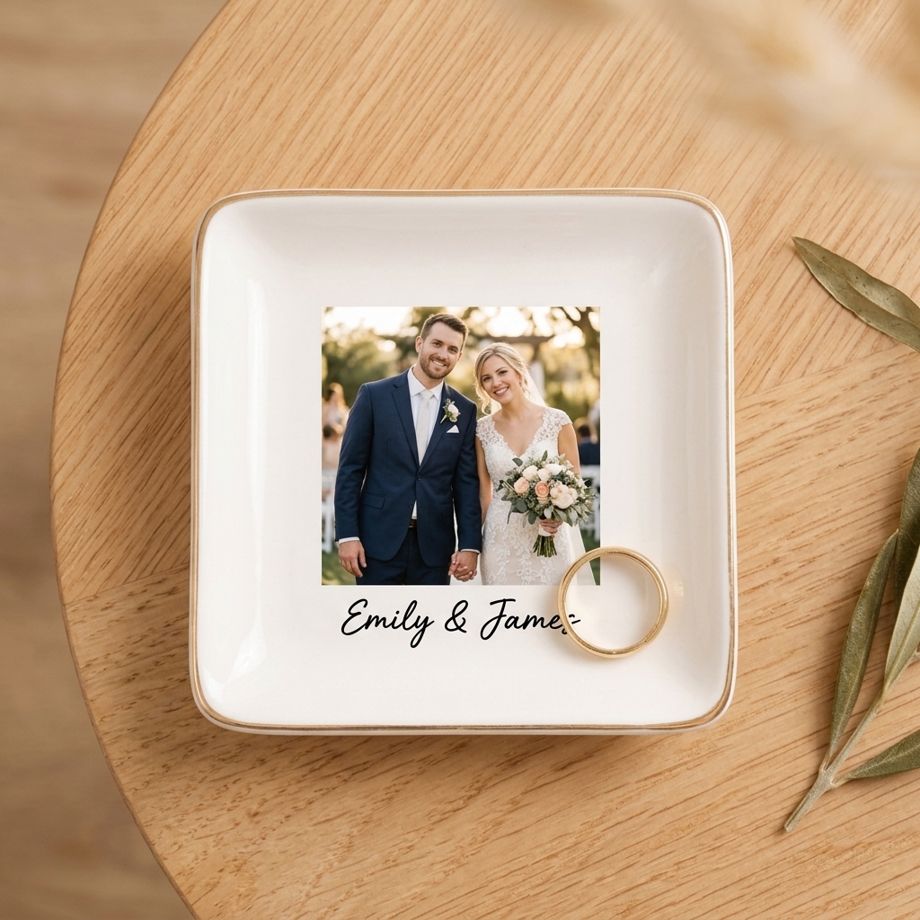 Custom Photo Ring Dish, Pet Ceramic Jewelry Tray